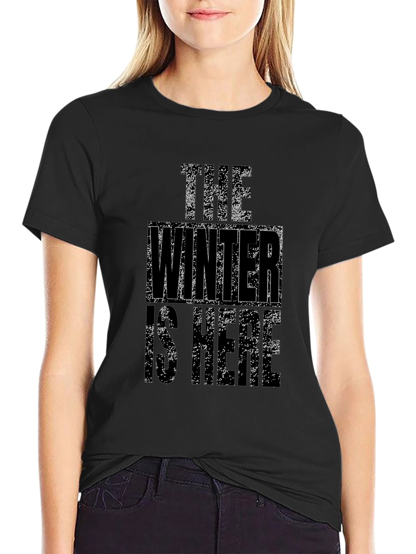 Winter Is Here Graphic Tee - Black Cotton T-Shirt