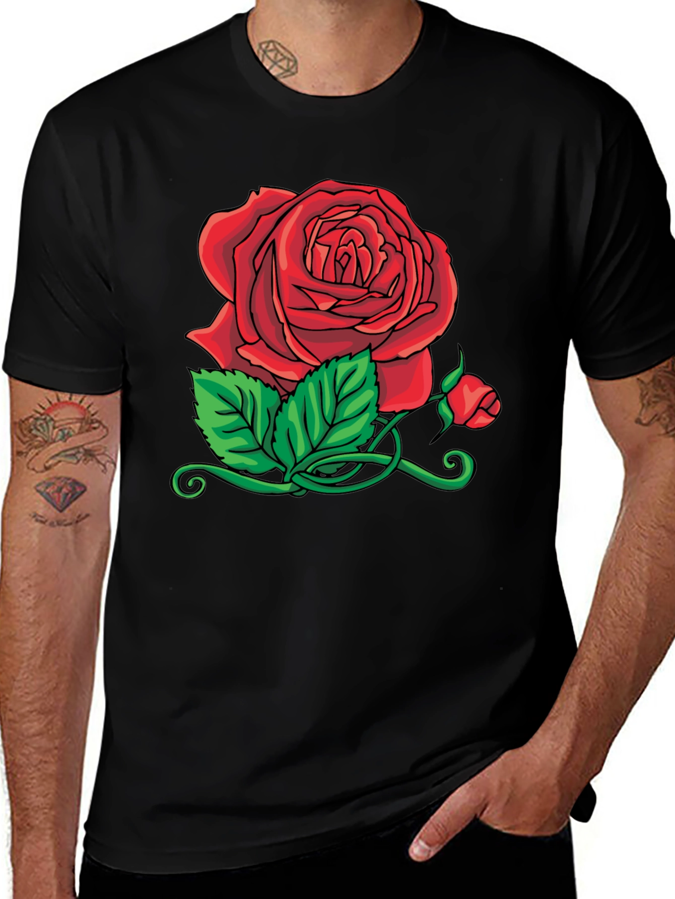 Rose Graphic Black T-Shirt