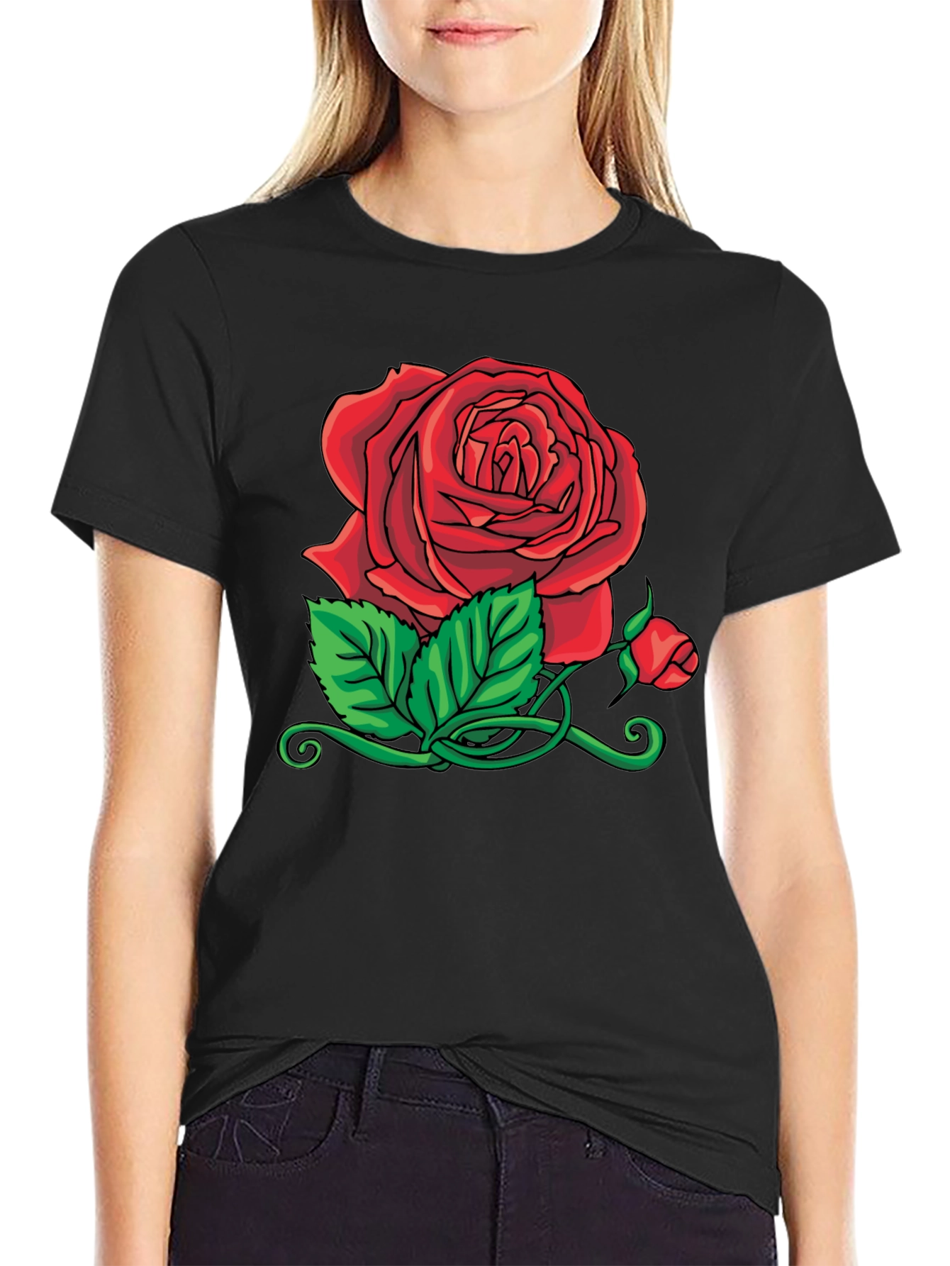 Rose Graphic Black T-Shirt