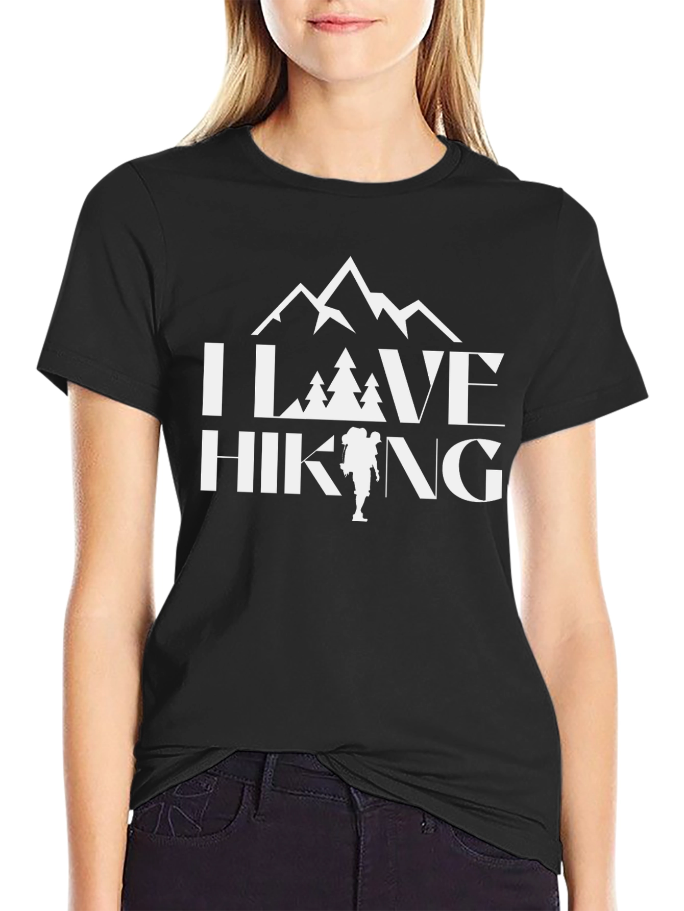 I Love Hiking Black Graphic Tee