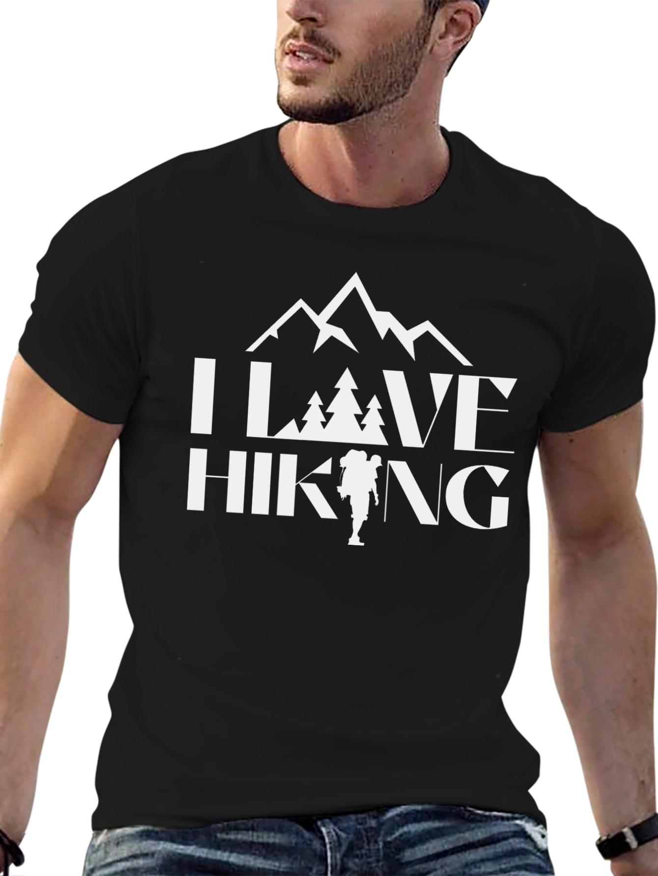 I Love Hiking Black Graphic Tee