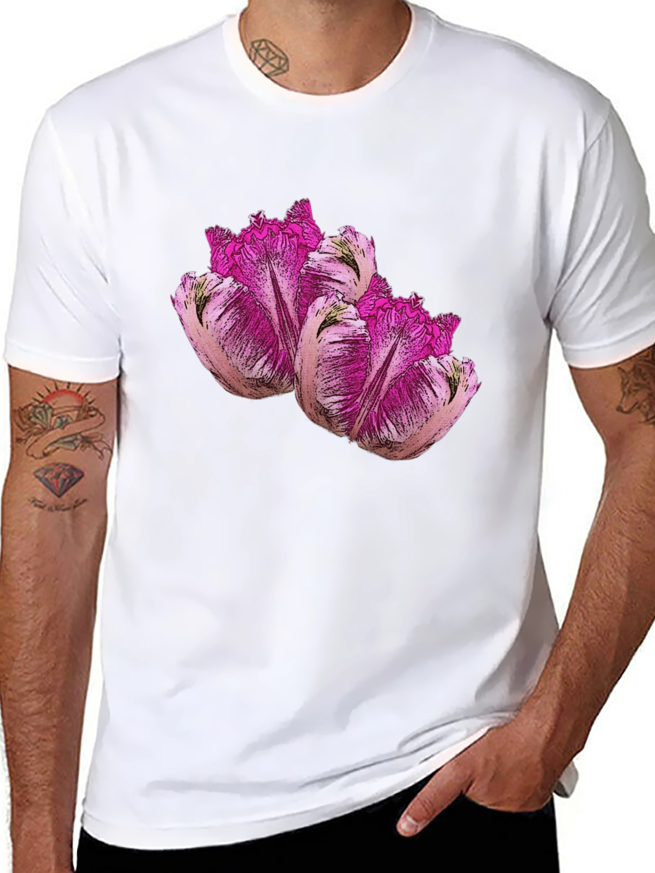 Floral Print Black T-Shirt