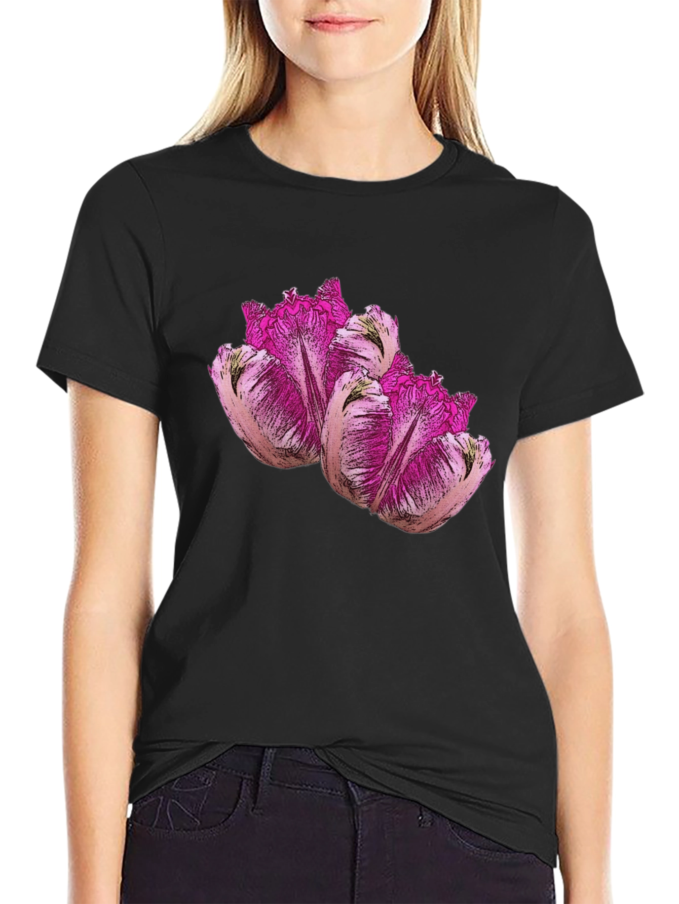 Floral Print Black T-Shirt