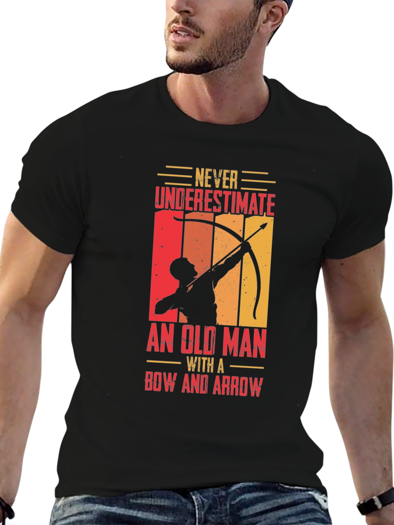 Archery Old Man Graphic T-Shirt