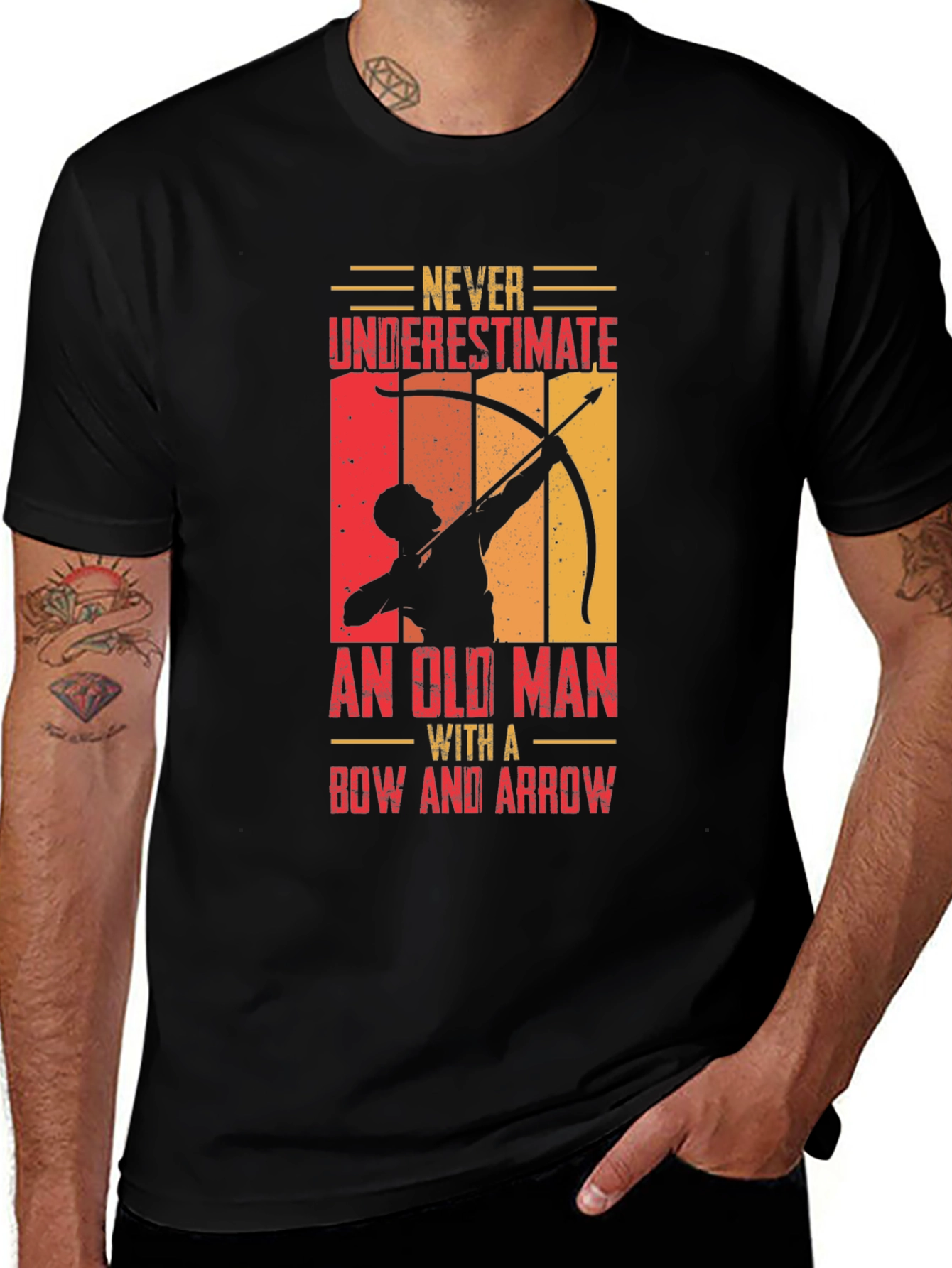 Archery Old Man Graphic T-Shirt