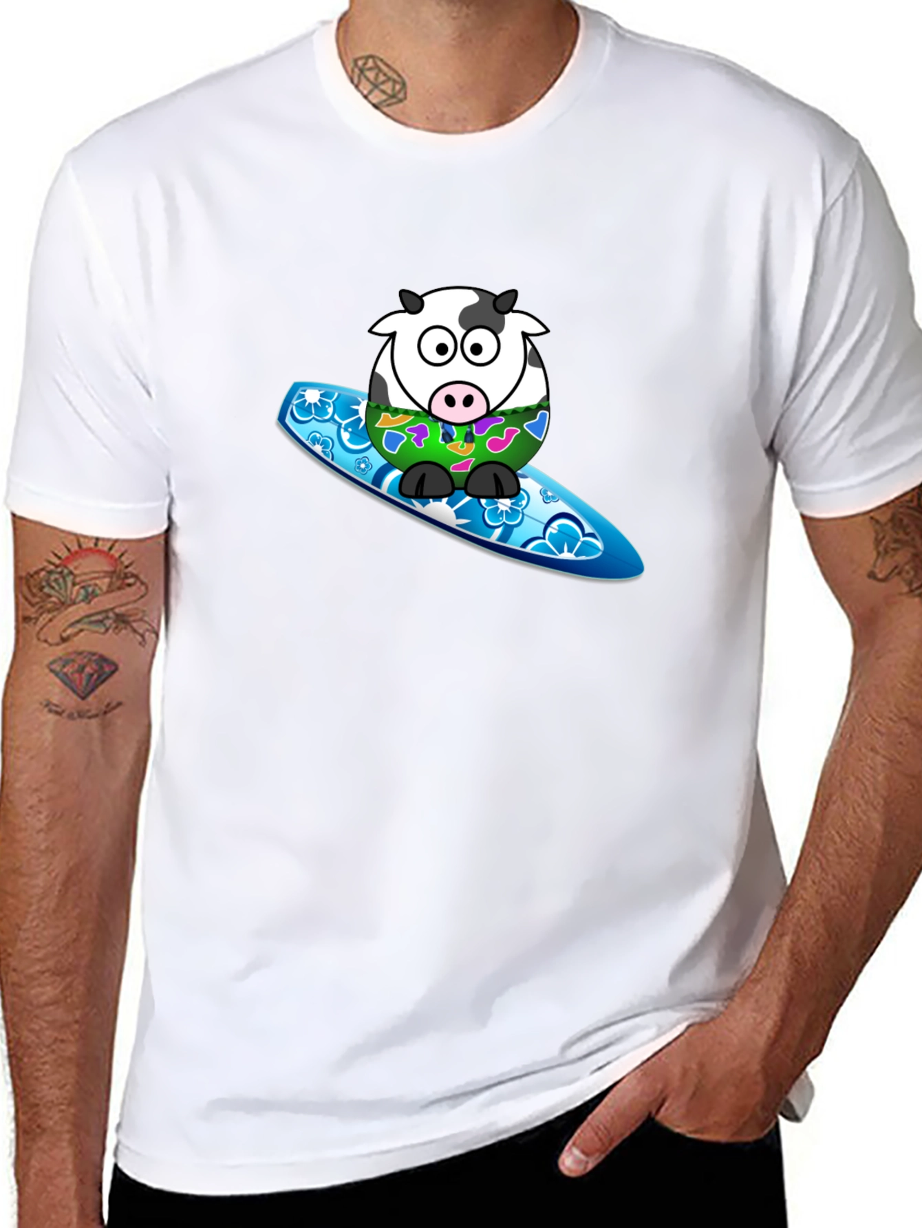 Surfing Cow Graphic T-Shirt