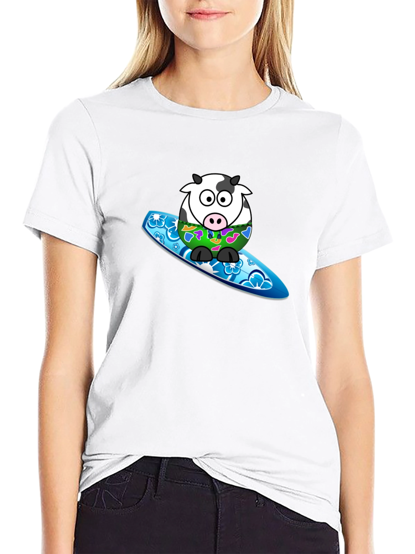 Surfing Cow Graphic T-Shirt