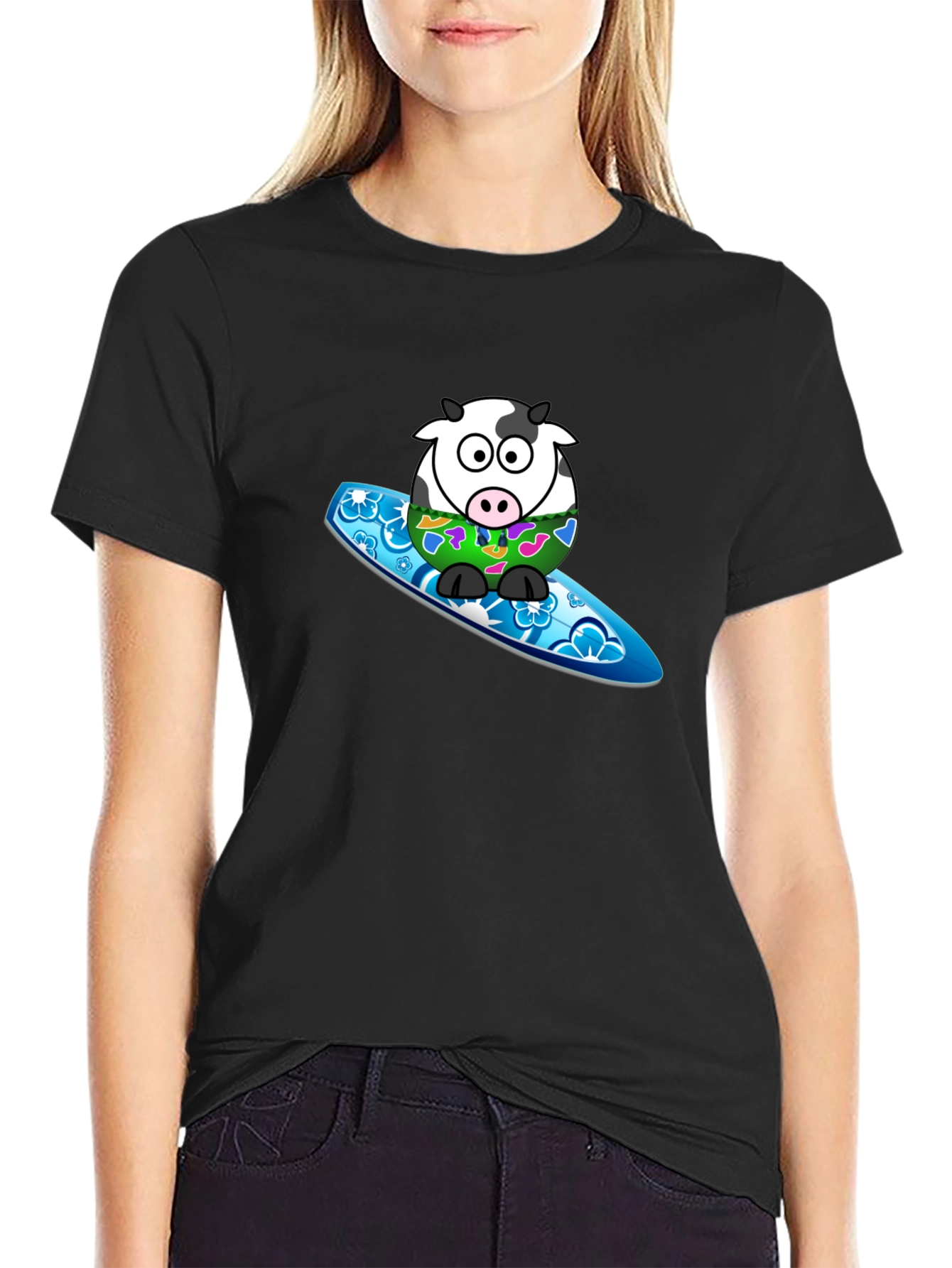 Surfing Cow Graphic T-Shirt