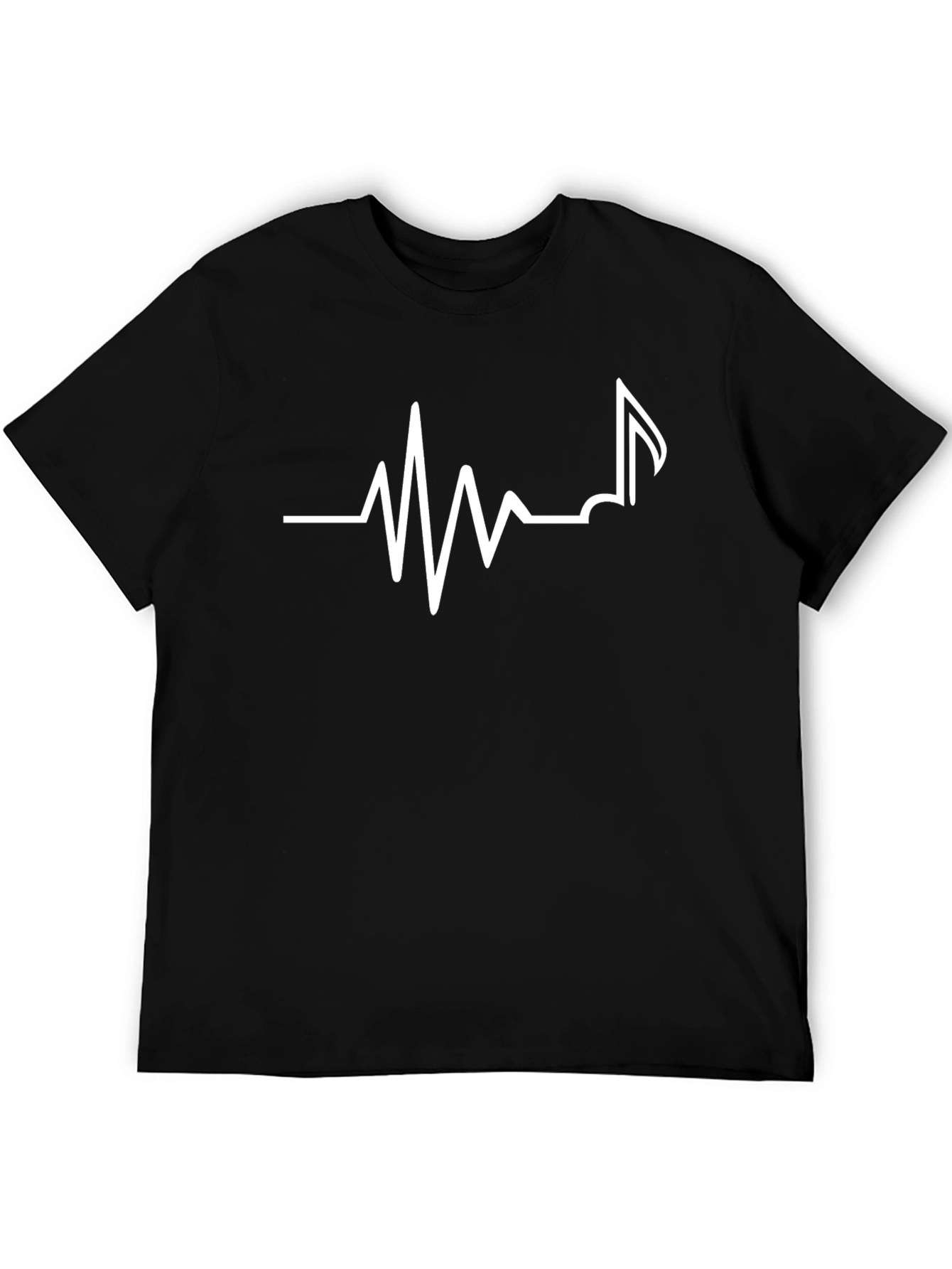Heartbeat Music Note Black T-Shirt