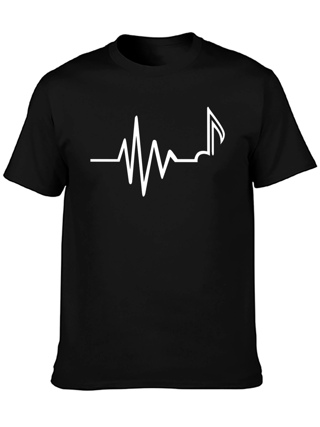 Heartbeat Music Note Black T-Shirt