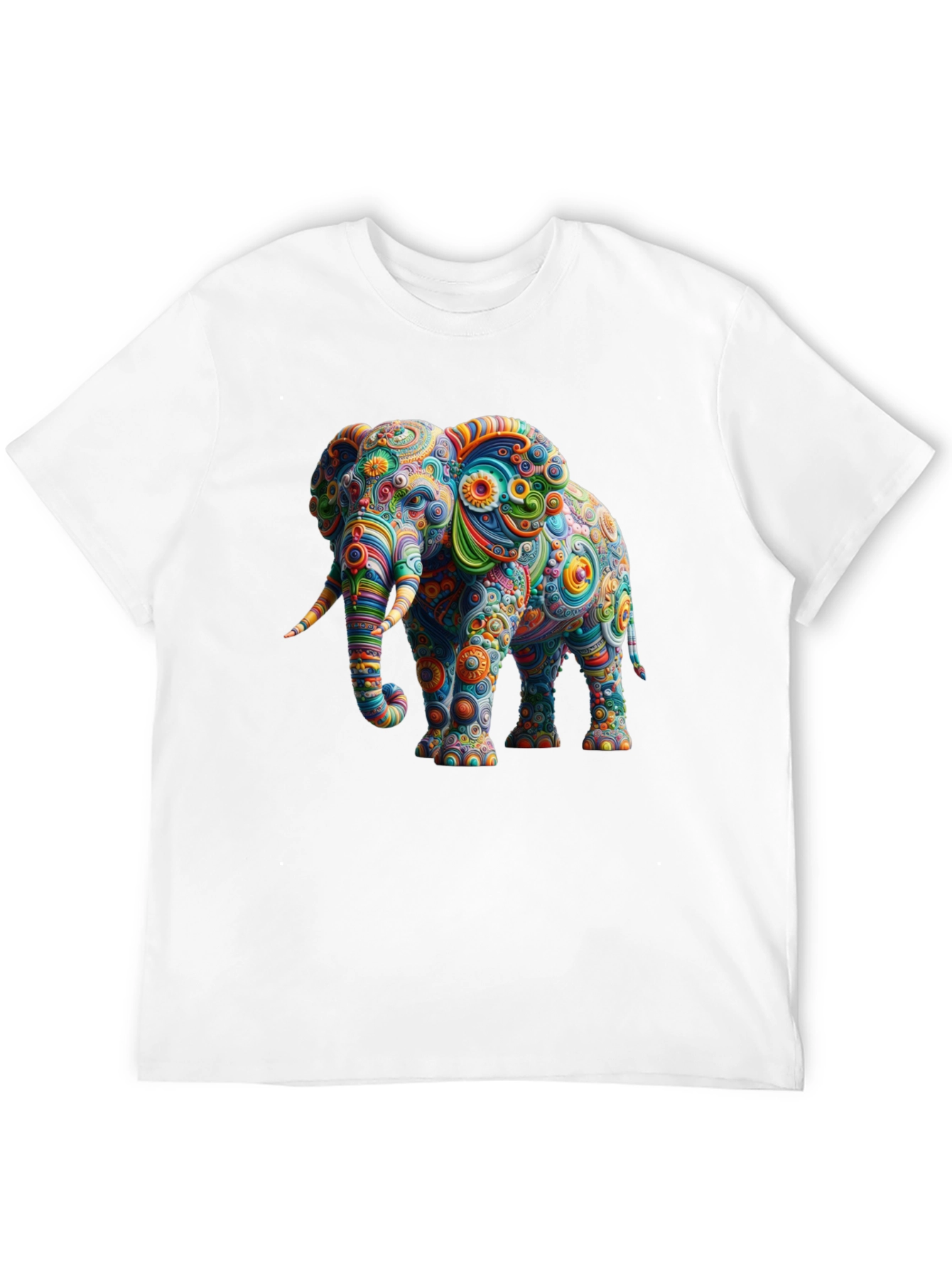 Psychedelic Elephant Graphic Tee - Black