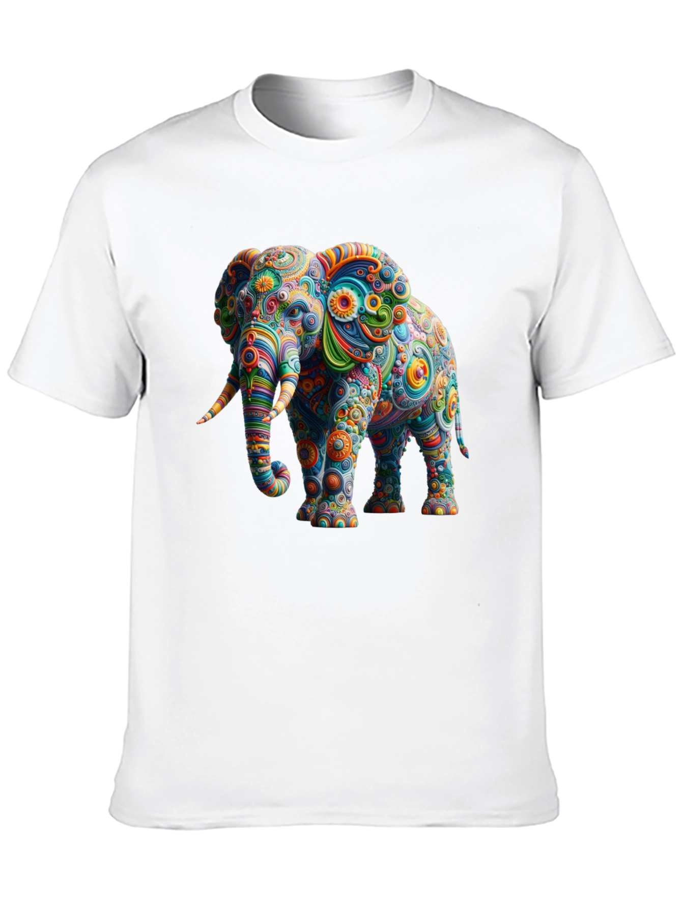 Psychedelic Elephant Graphic Tee - Black