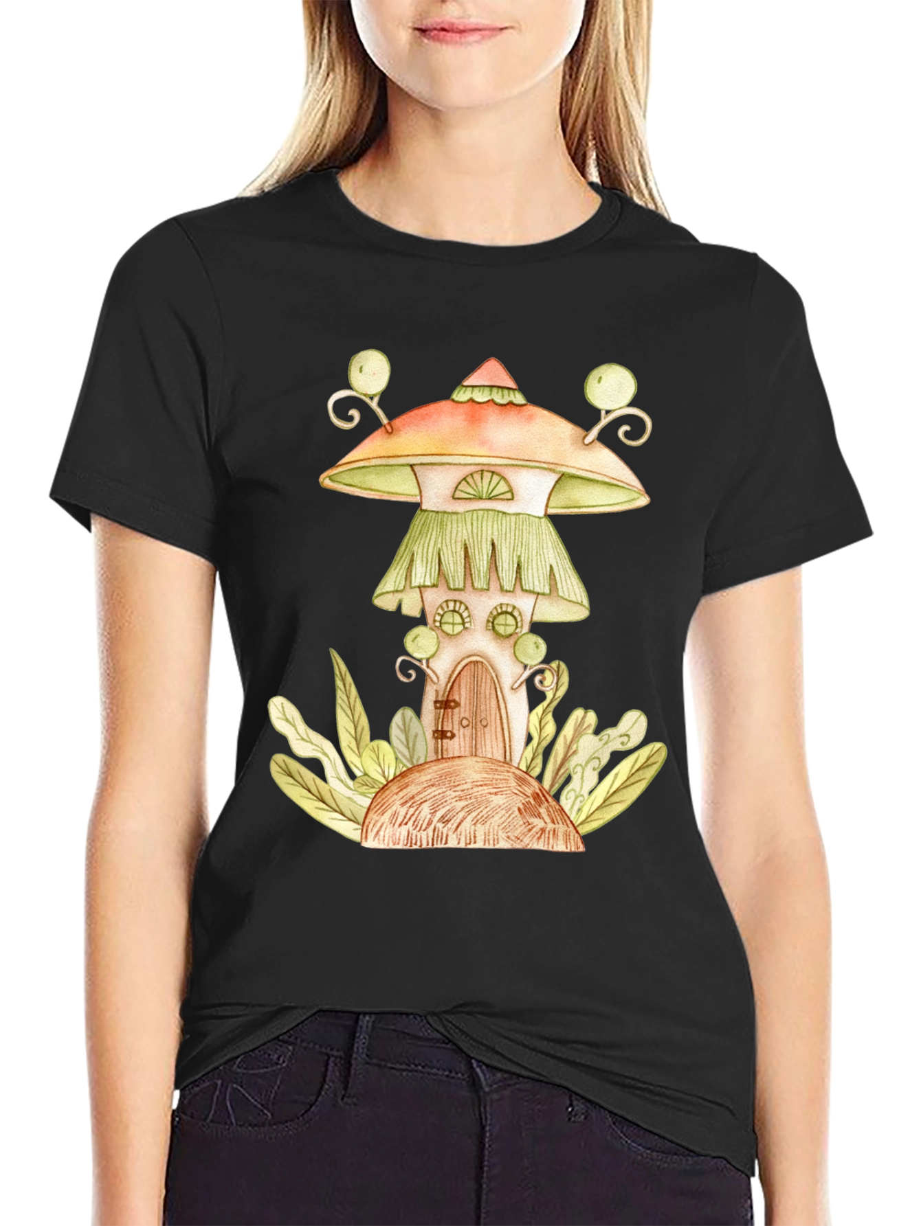 Whimsical Mushroom House Graphic Tee