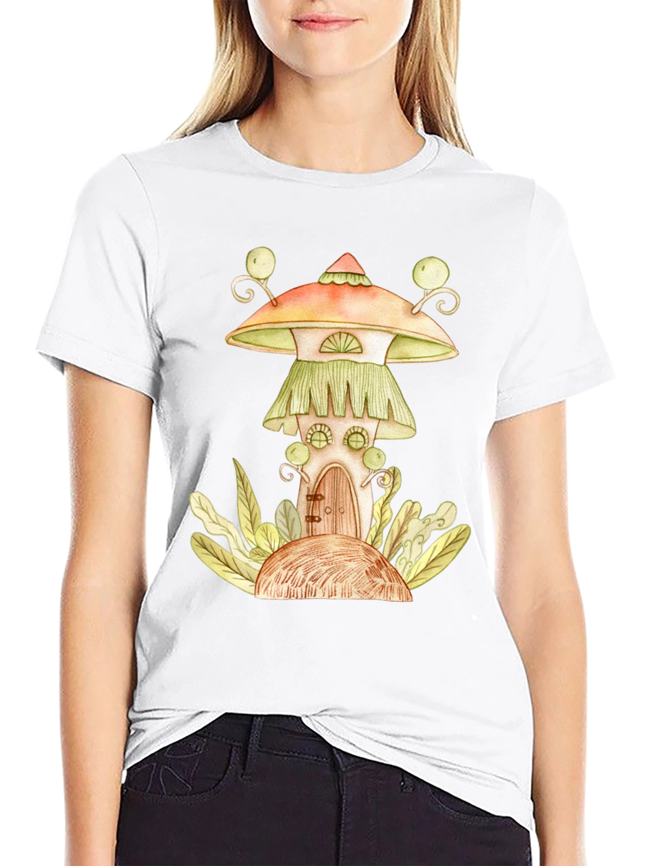 Whimsical Mushroom House Graphic Tee