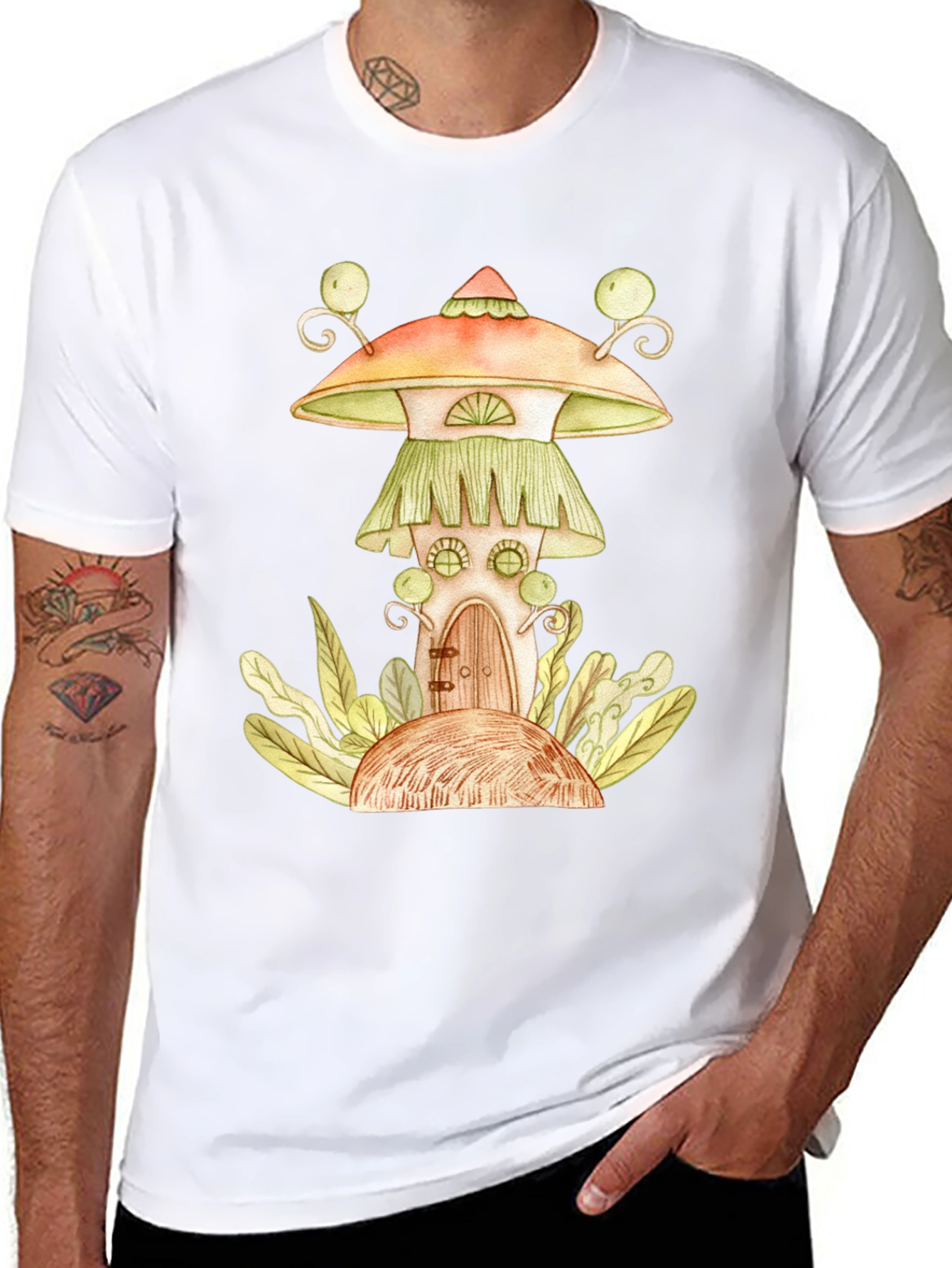 Whimsical Mushroom House Graphic Tee