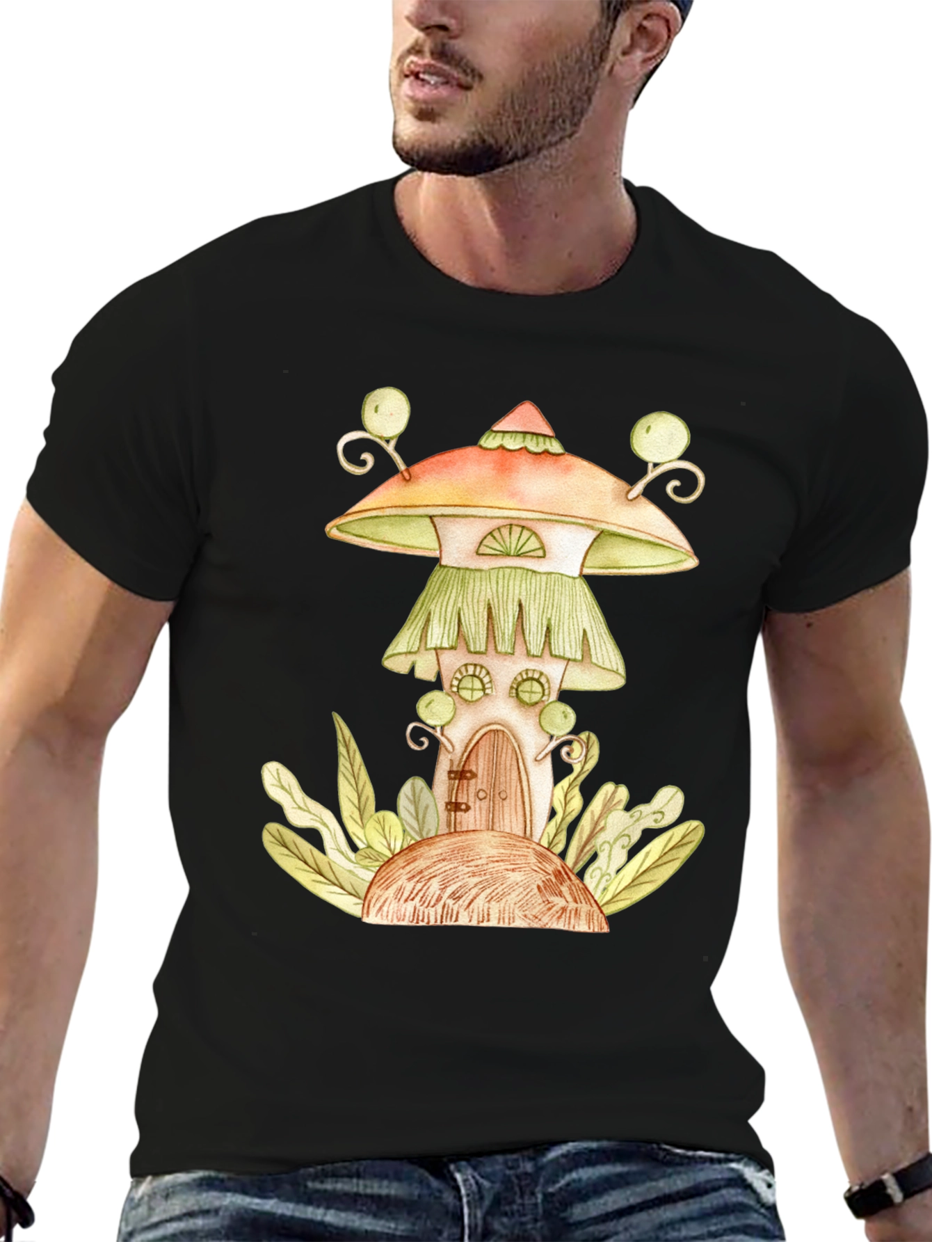 Whimsical Mushroom House Graphic Tee