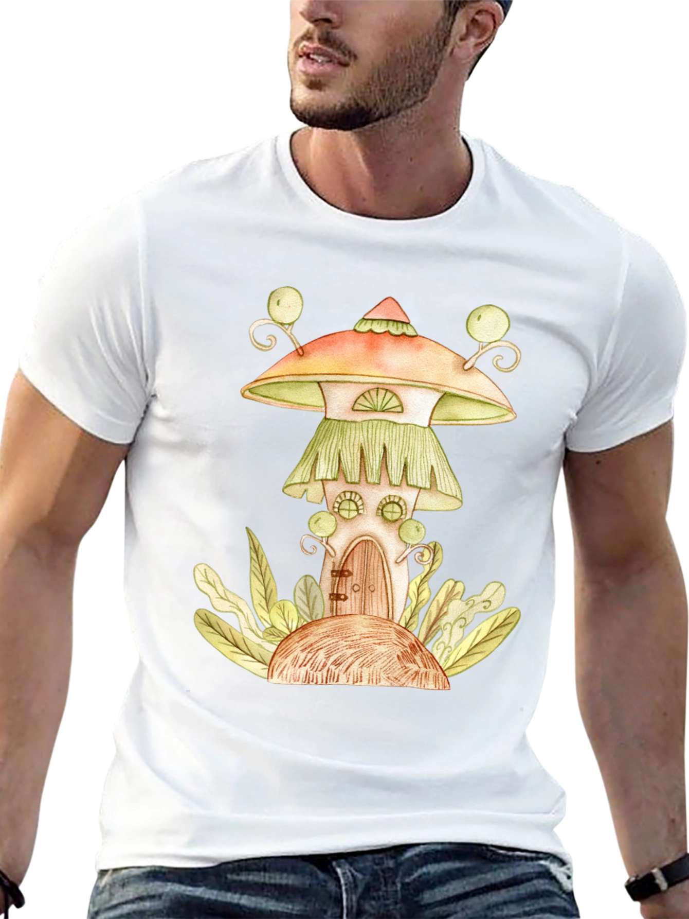 Whimsical Mushroom House Graphic Tee