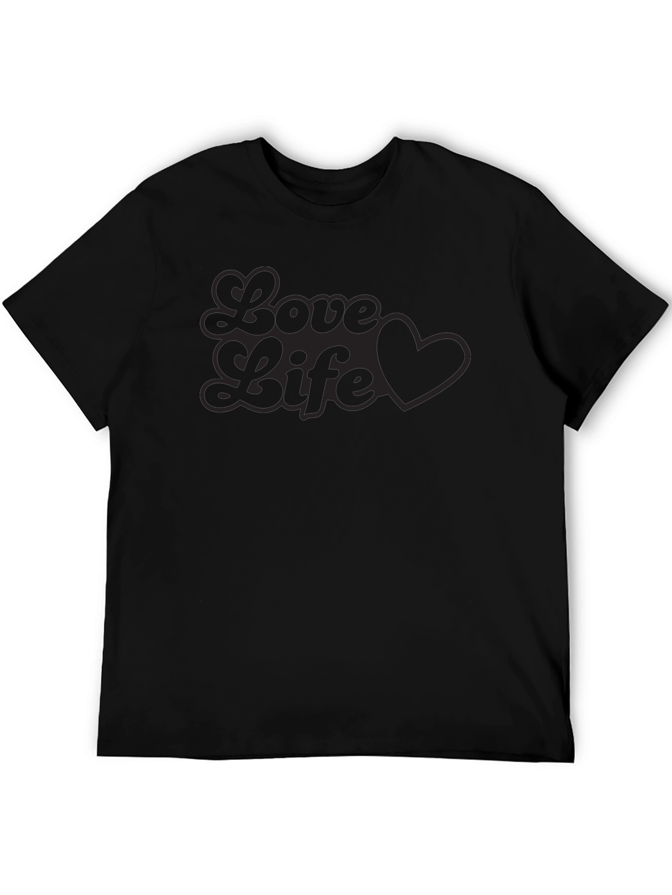 Love Life Heart Graphic Tee - Soft Black T-Shirt
