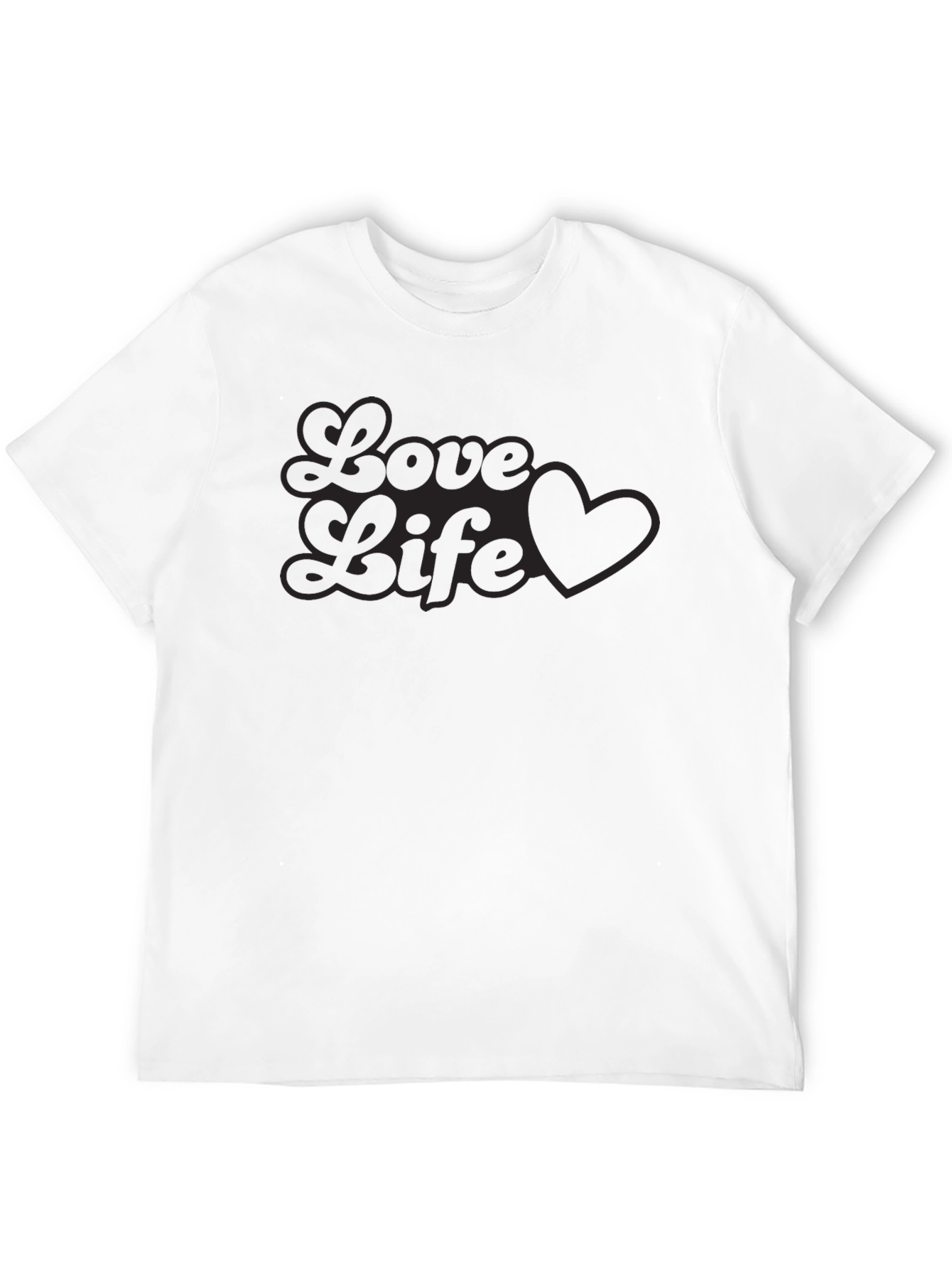 Love Life Heart Graphic Tee - Soft Black T-Shirt