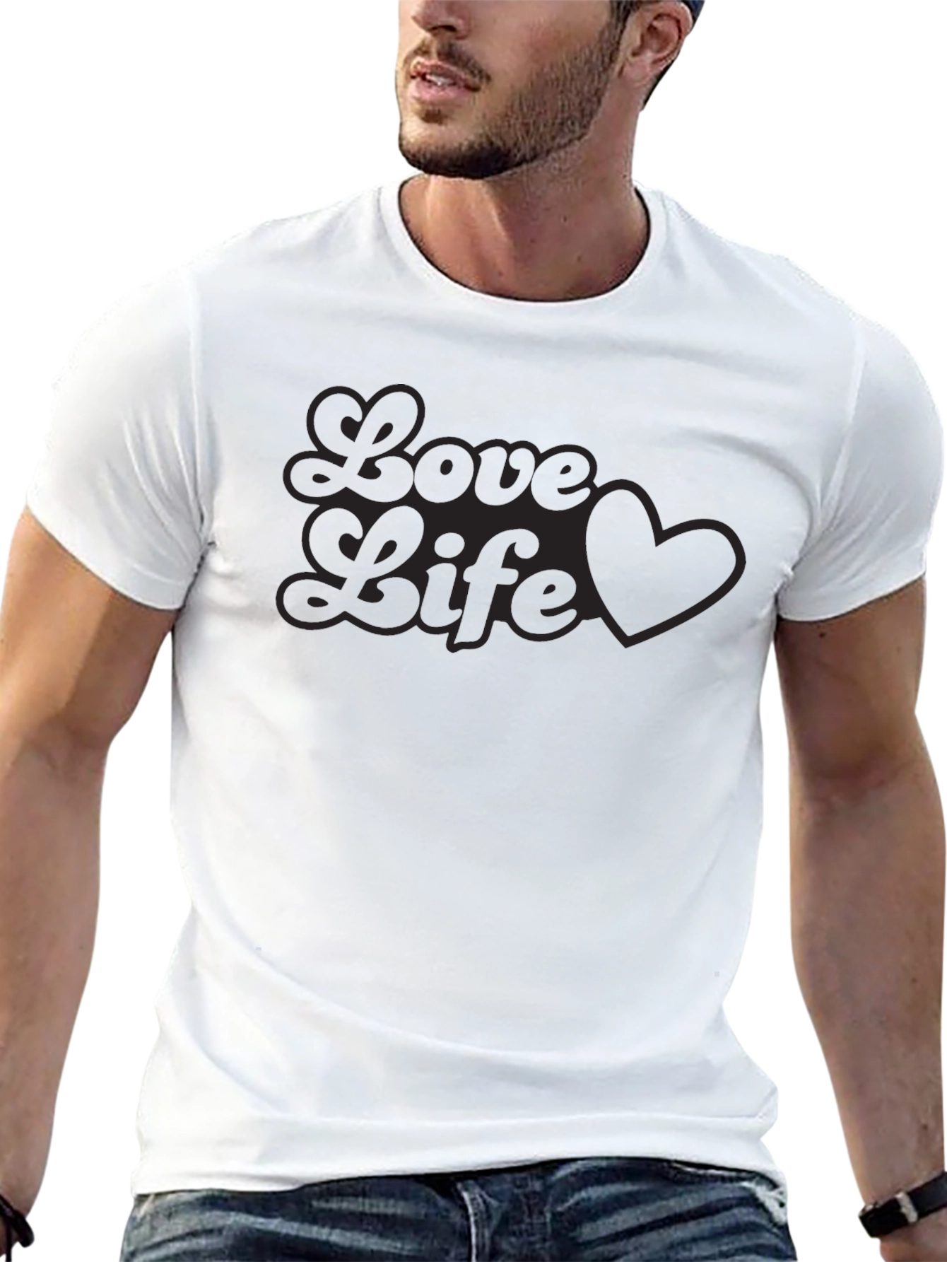 Love Life Heart Graphic Tee - Soft Black T-Shirt