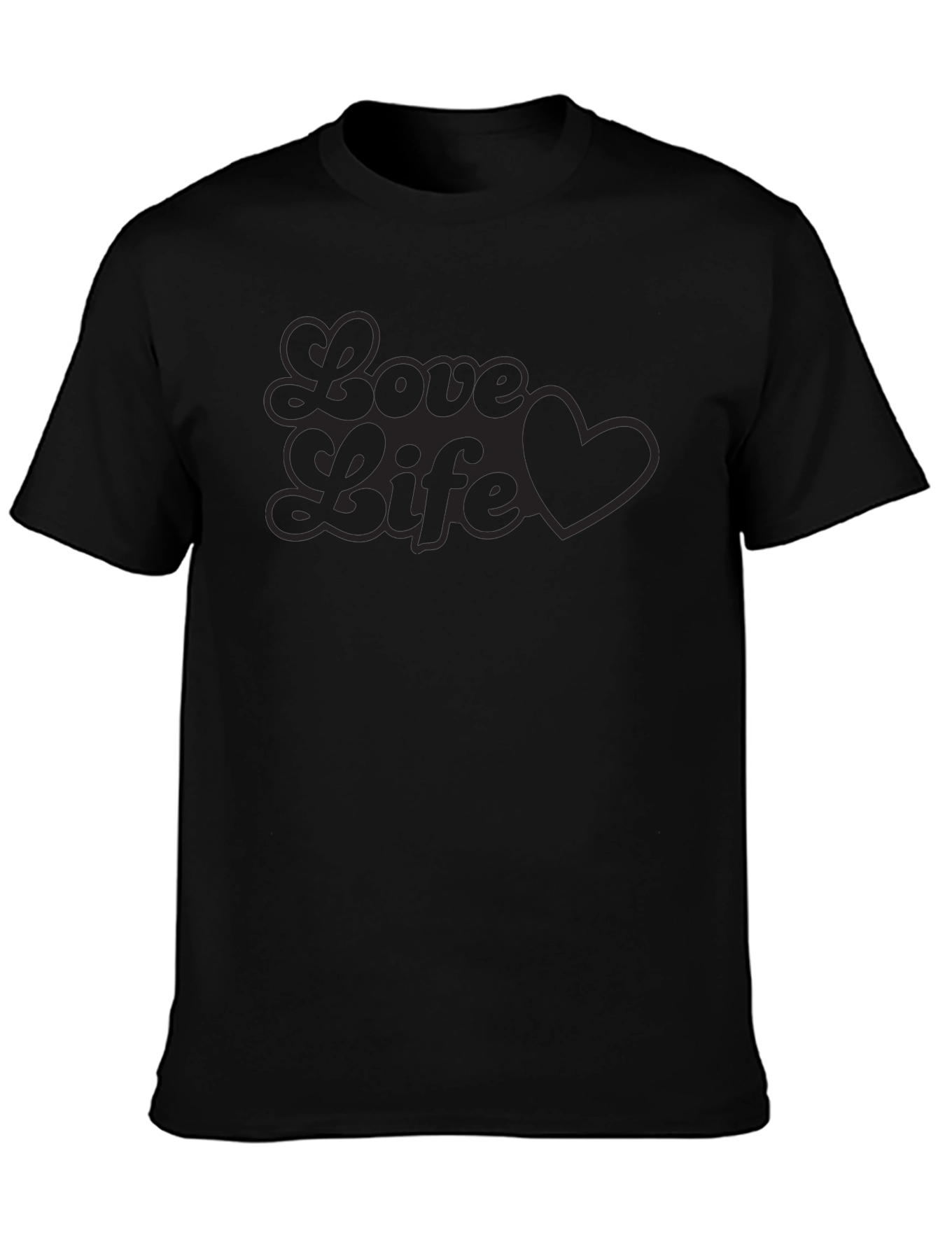 Love Life Heart Graphic Tee - Soft Black T-Shirt