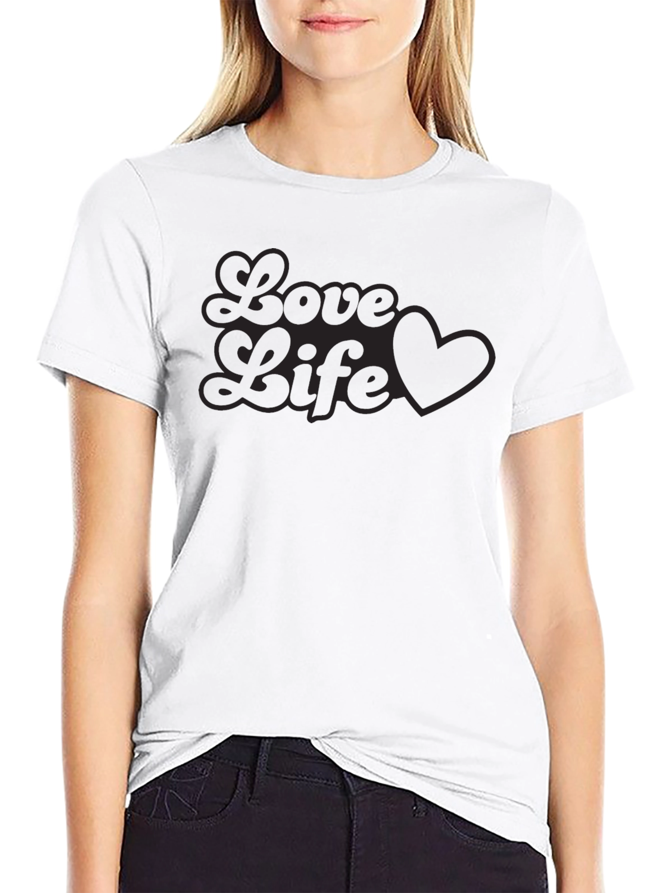 Love Life Heart Graphic Tee - Soft Black T-Shirt