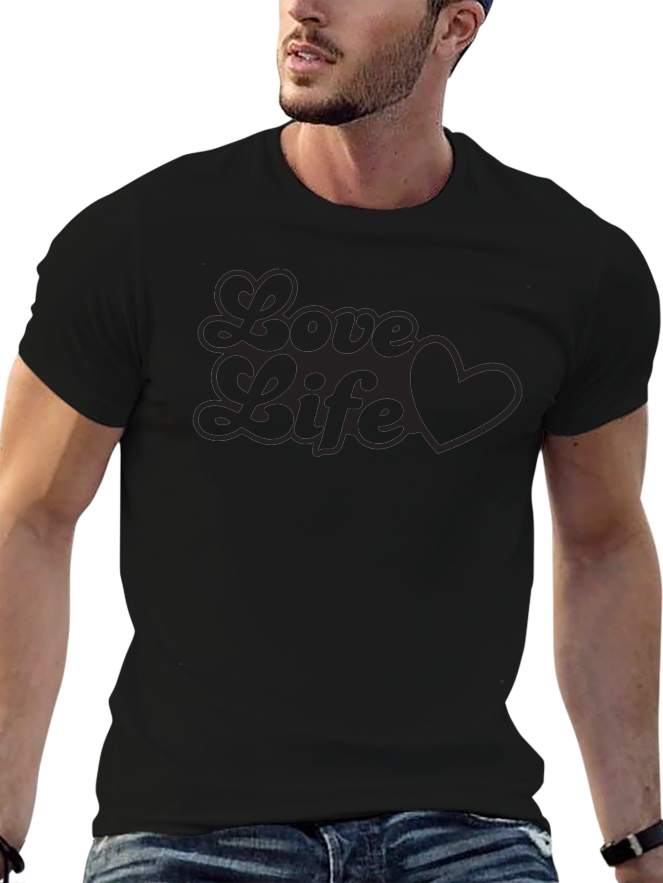Love Life Heart Graphic Tee - Soft Black T-Shirt