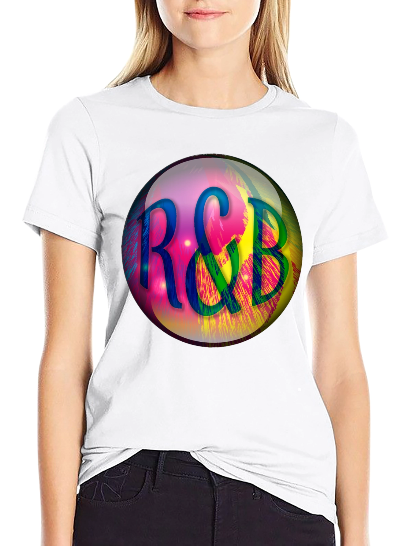 R&B Graphic Print Black T-Shirt