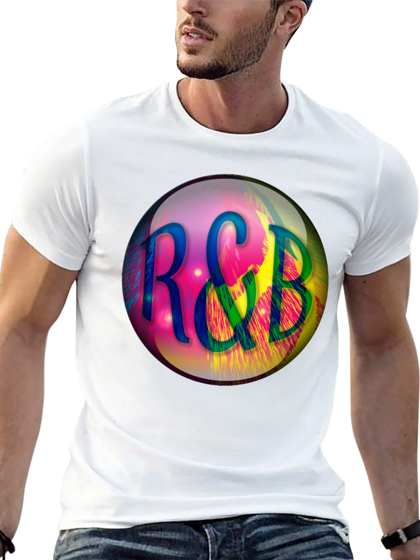 R&B Graphic Print Black T-Shirt