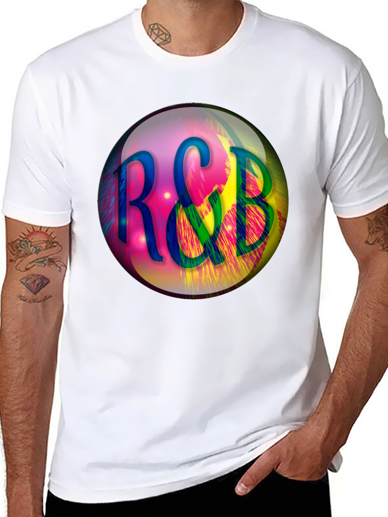 R&B Graphic Print Black T-Shirt