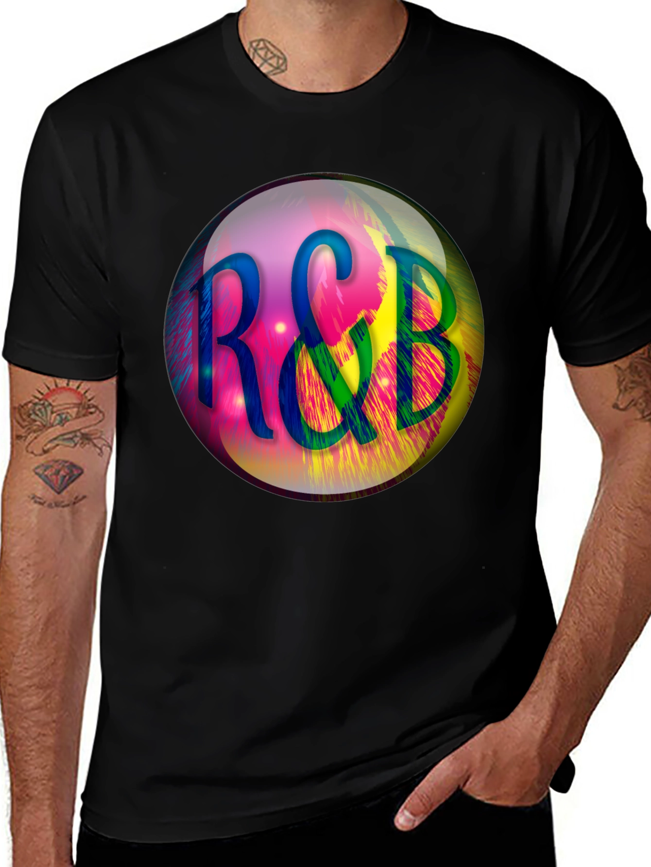 R&B Graphic Print Black T-Shirt