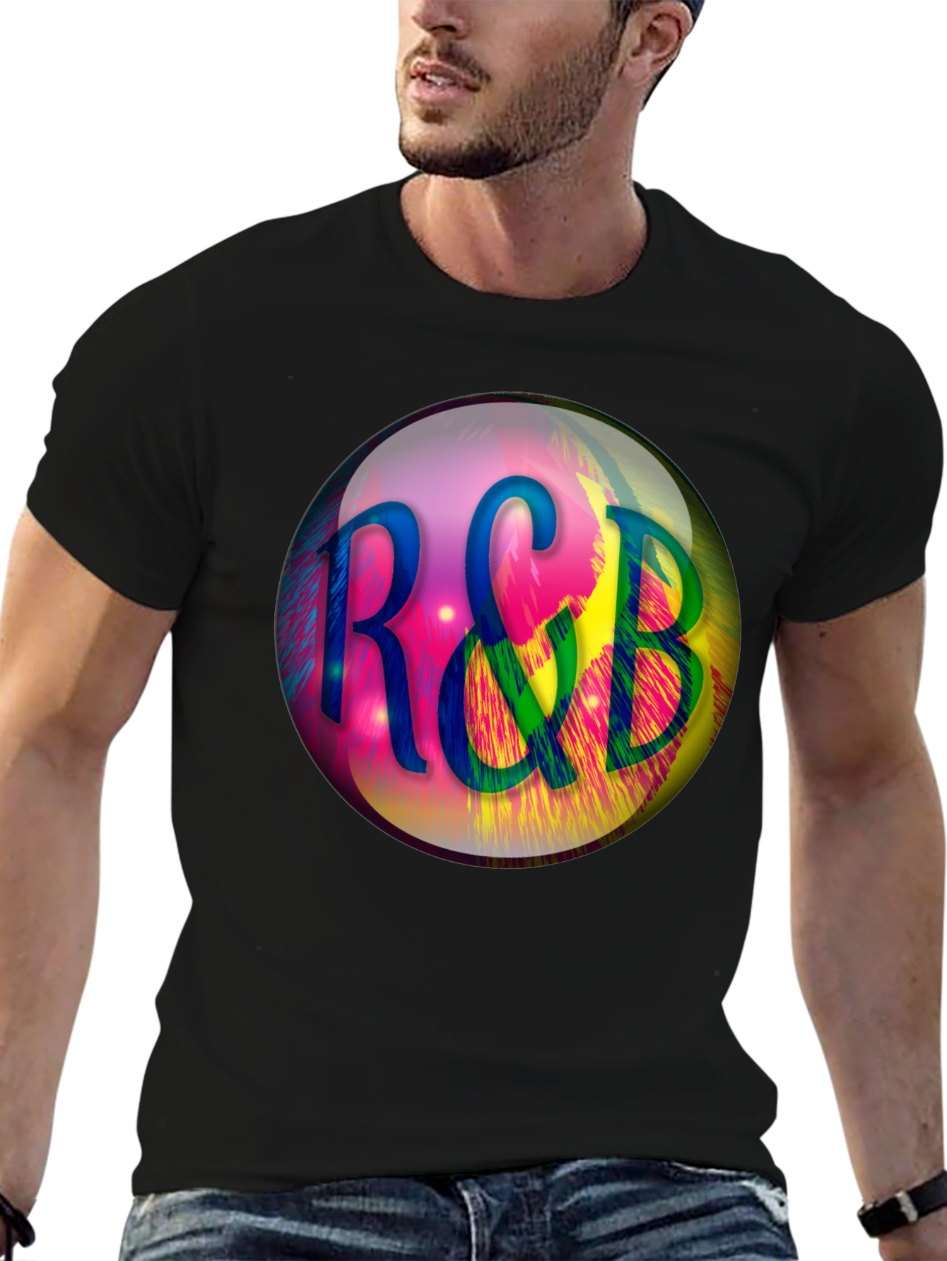 R&B Graphic Print Black T-Shirt