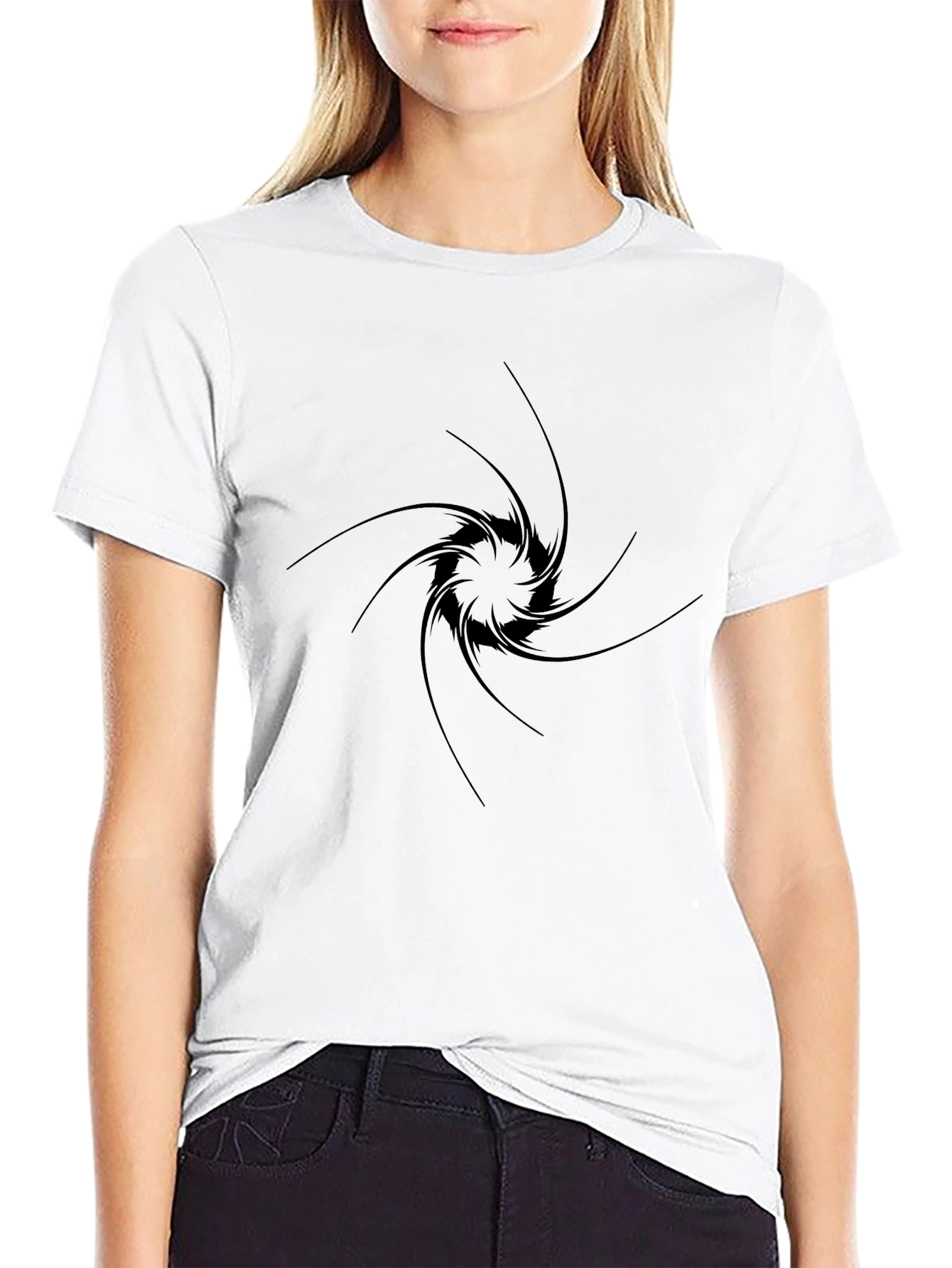 Mens Black T-Shirt with Vortex Design
