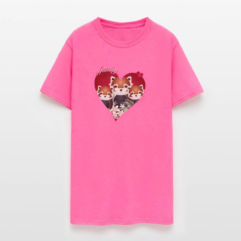 adorable red panda bear family with red heart