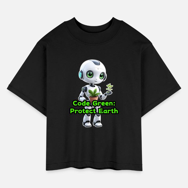 Adorable Robot Girl Holding a Plant – Eco Friendly