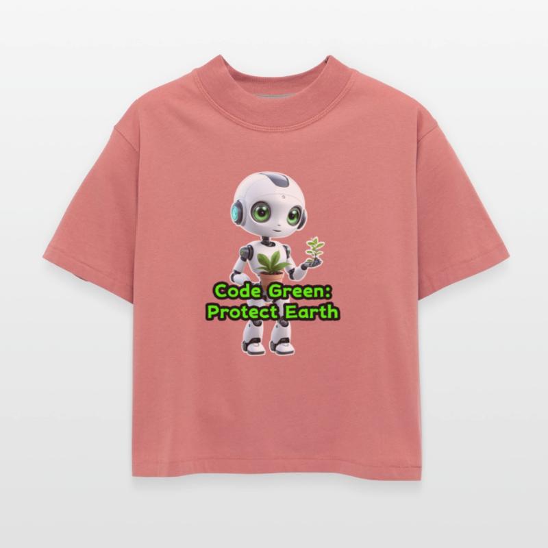 Adorable Robot Girl Holding a Plant – Eco Friendly