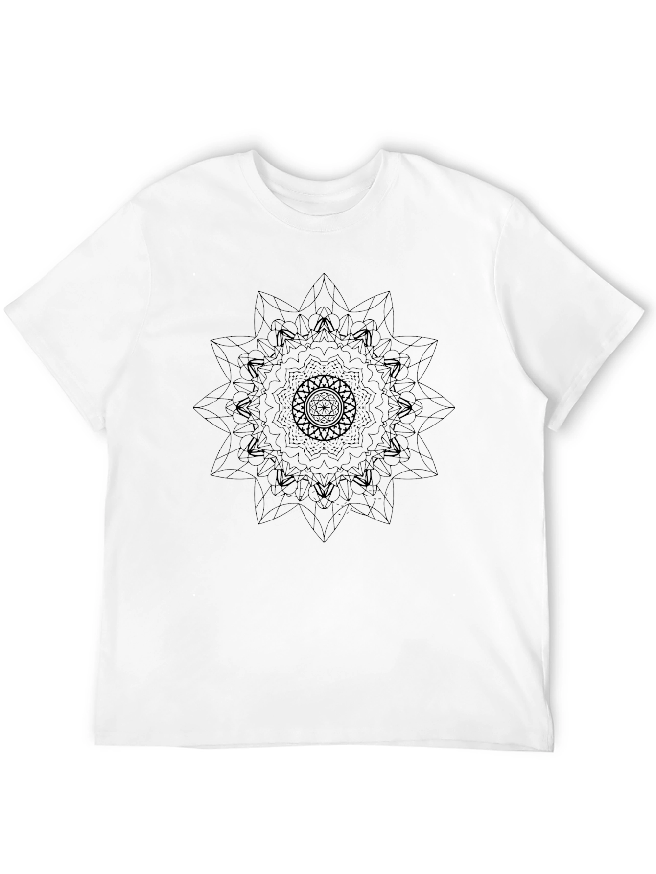 Geometric Mandala Print Mens Black Tee