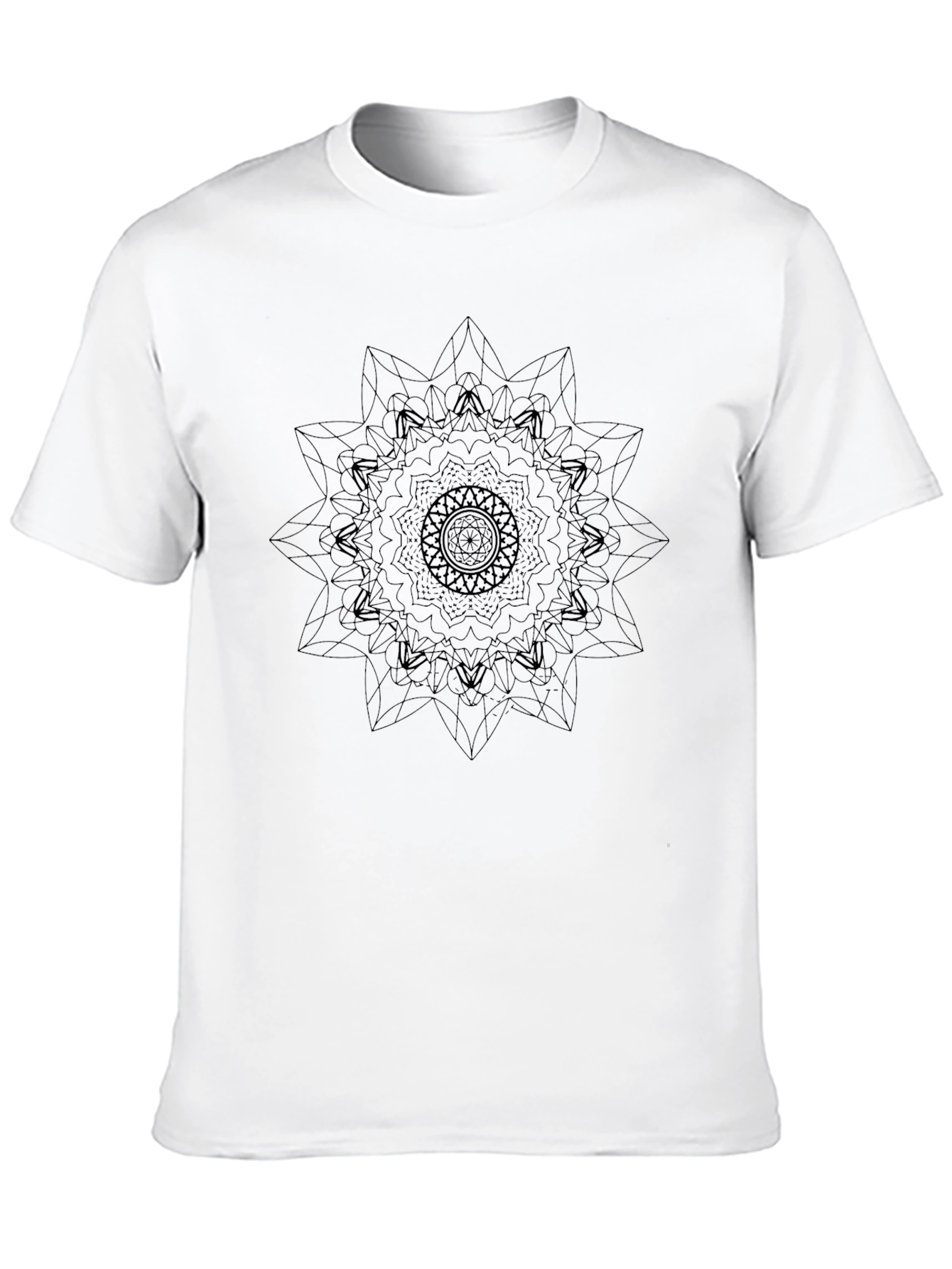 Geometric Mandala Print Mens Black Tee