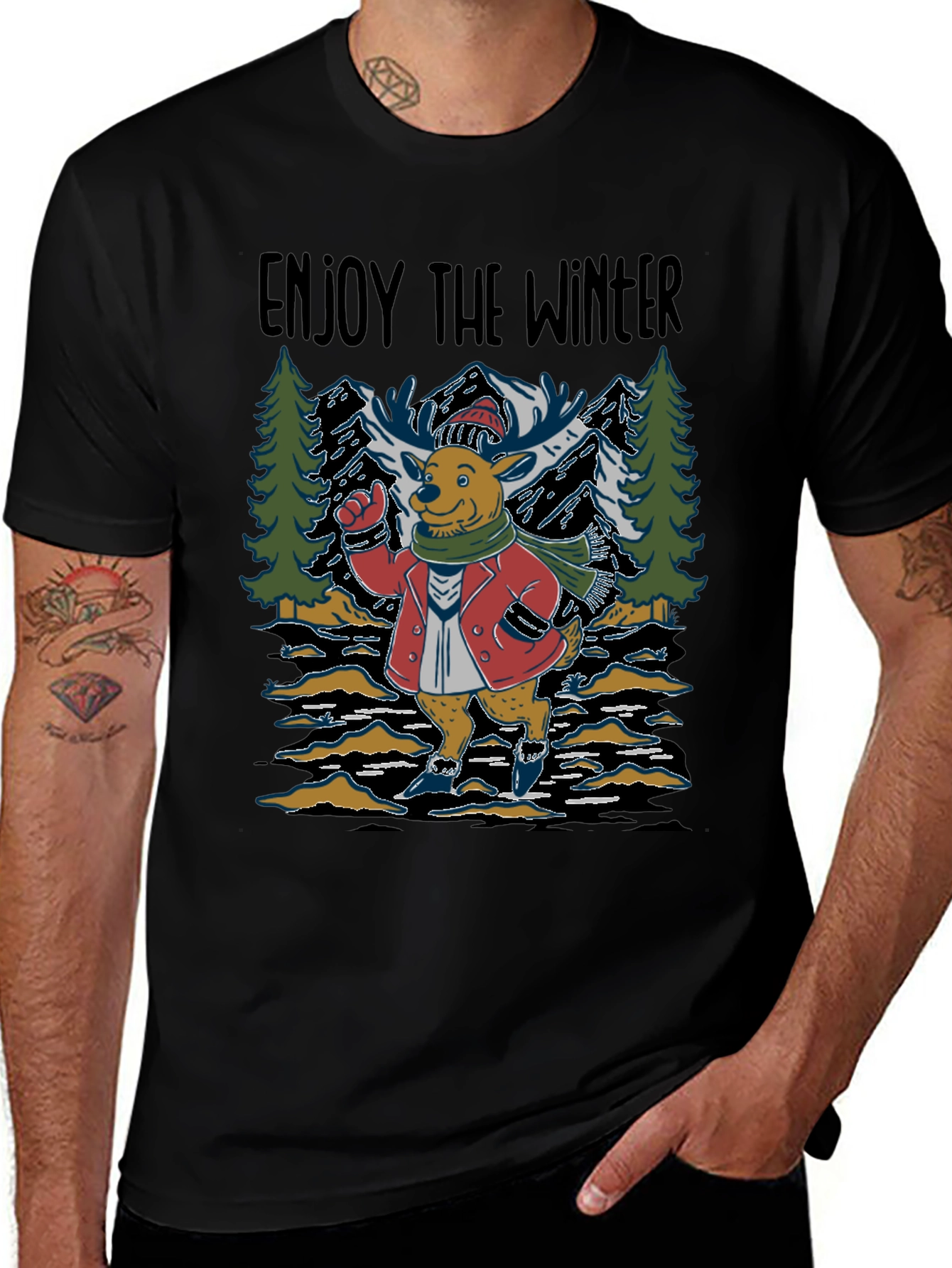 Enjoy the Winter Deer Graphic T-Shirt