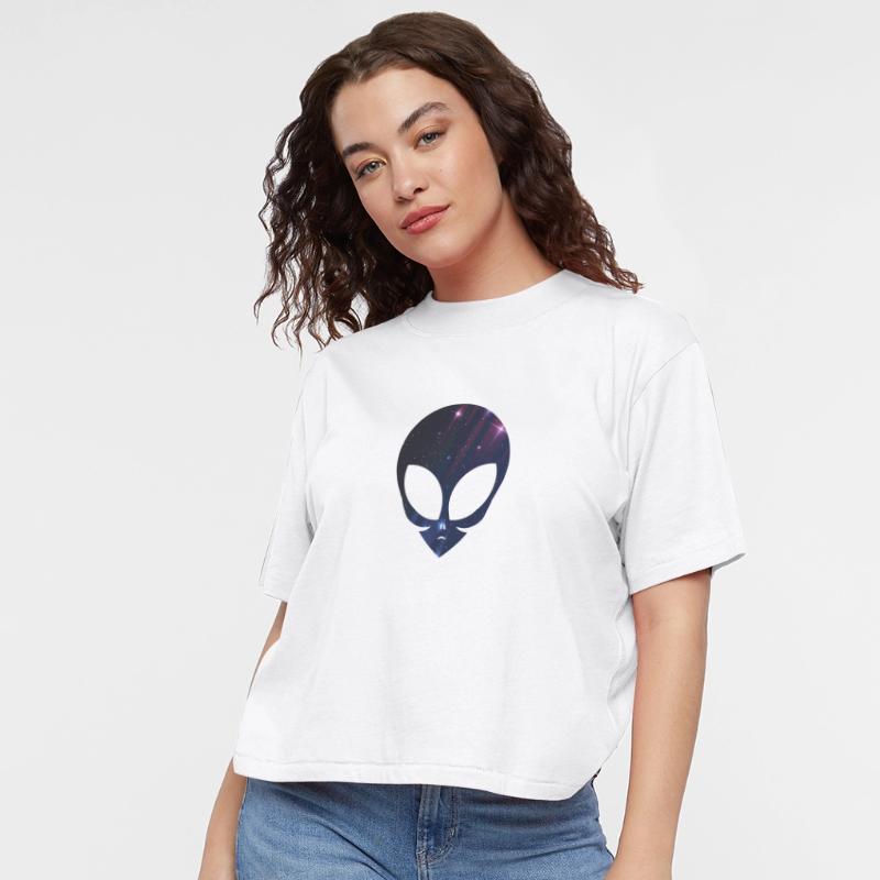 Alien Head Starry Night Sky T-Shirt Cosmic Space