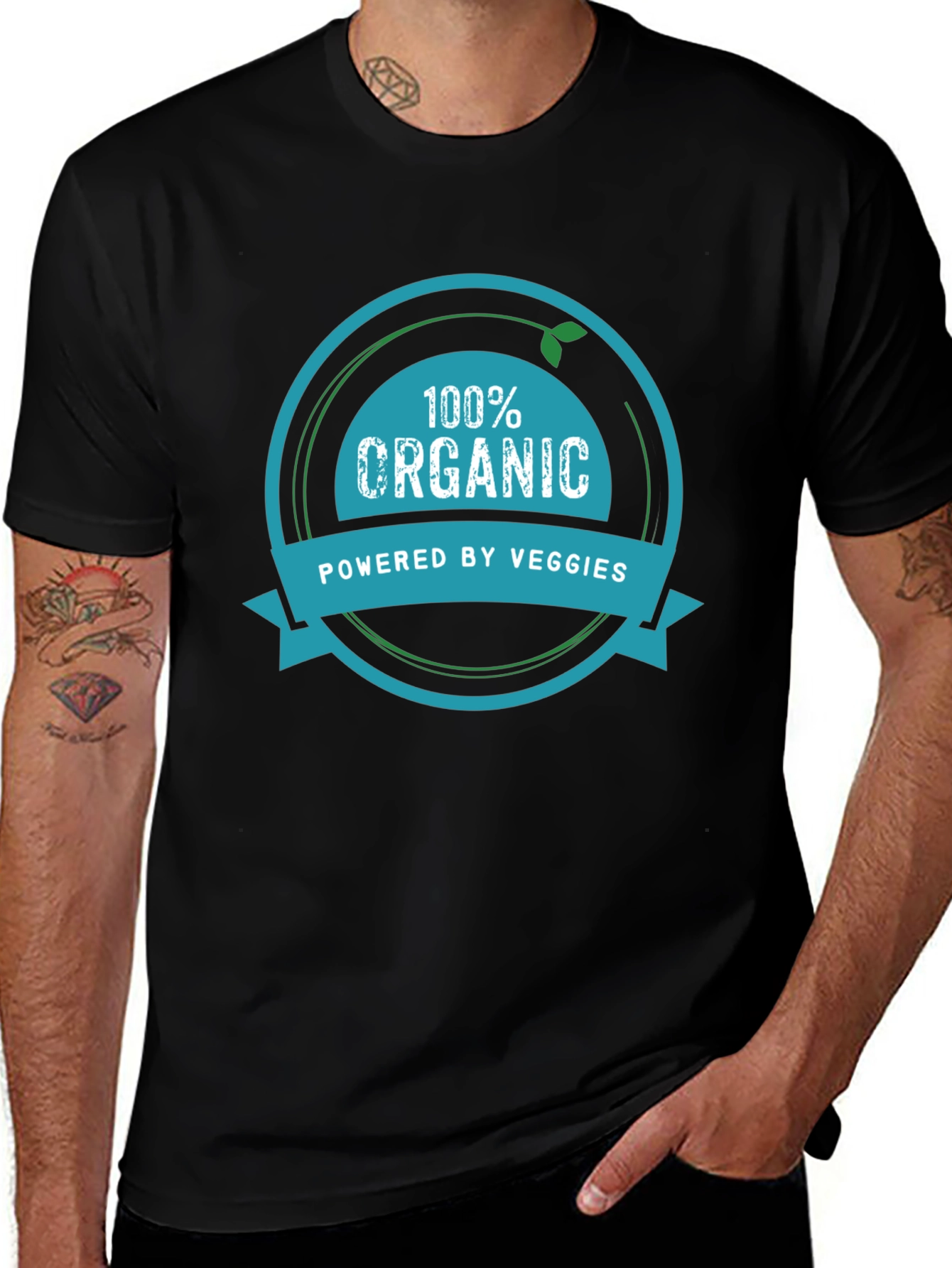 100% Organic Powered by Veggies Graphic Tee