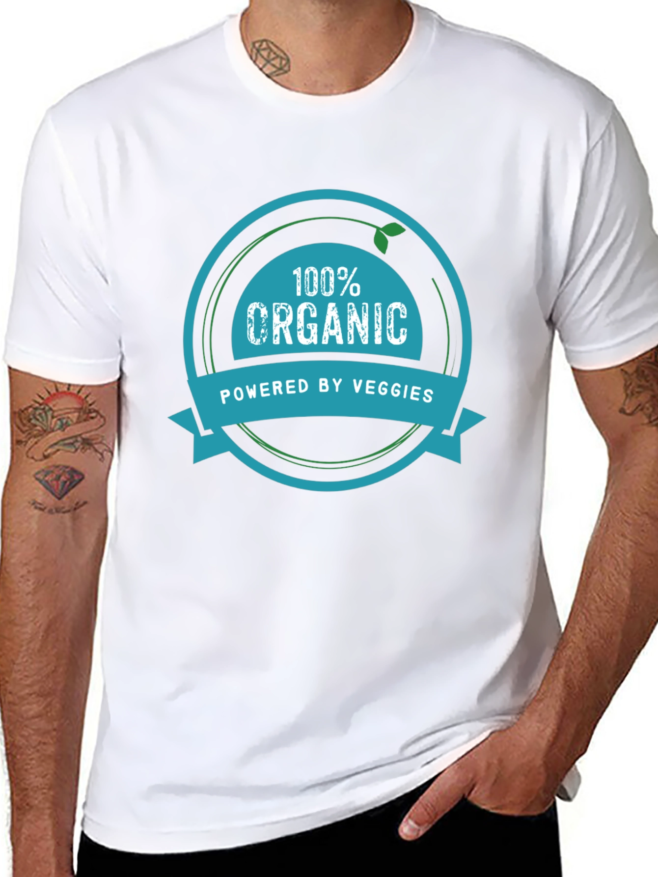 100% Organic Powered by Veggies Graphic Tee
