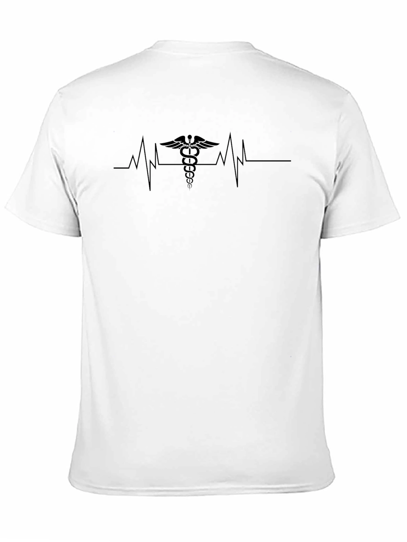 Medical Caduceus Heartbeat Graphic Tee - Black