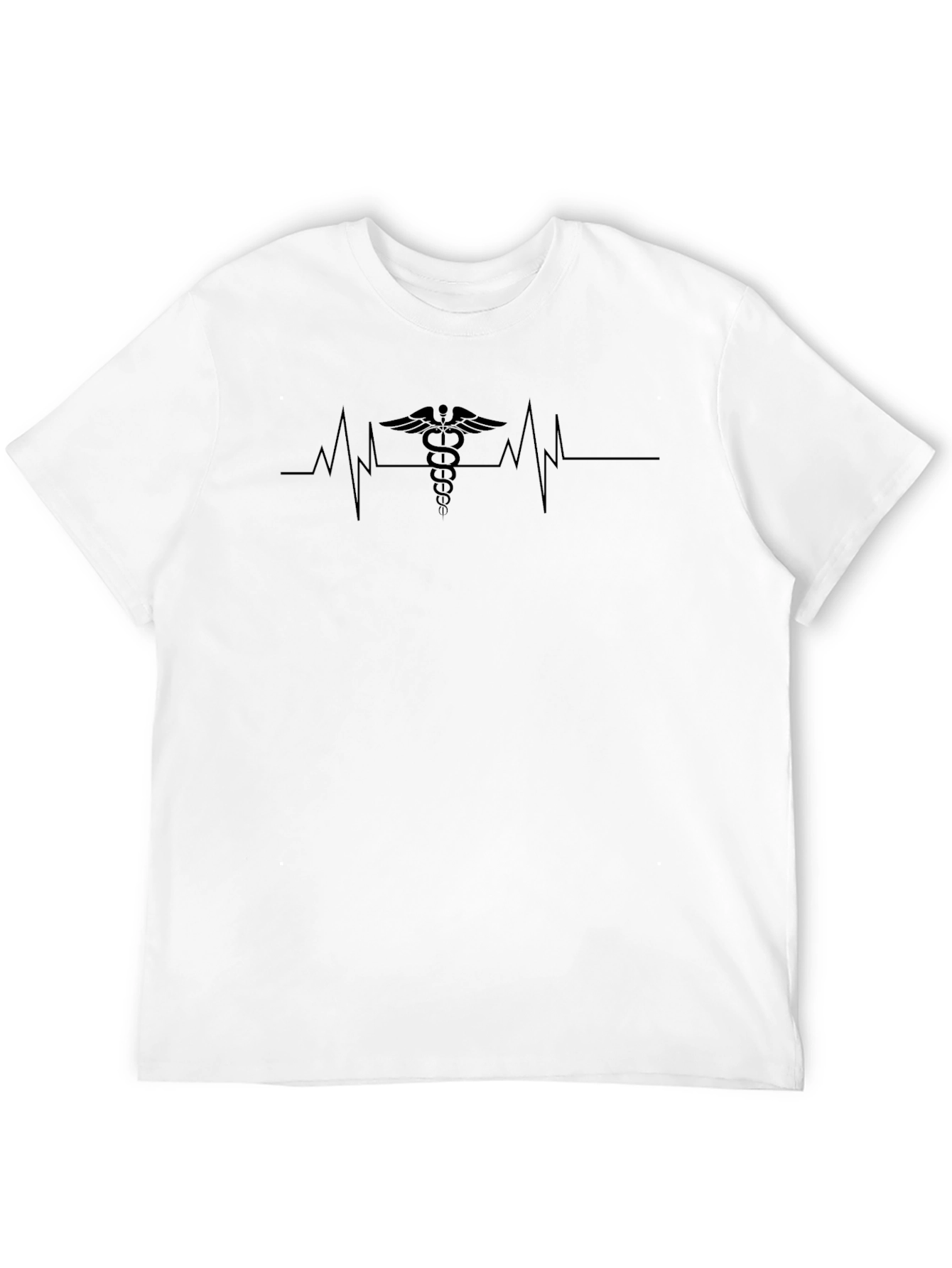 Medical Caduceus Heartbeat Graphic Tee - Black