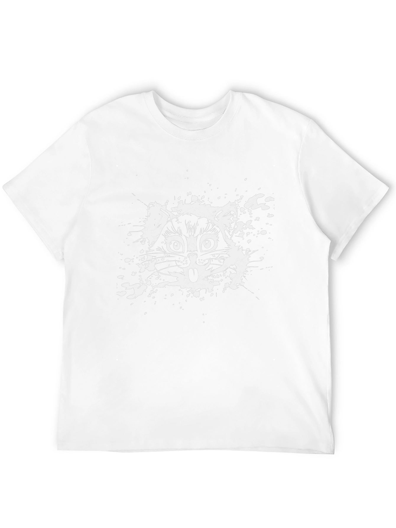 Mens Black T-Shirt with Surprised Cat Graphic