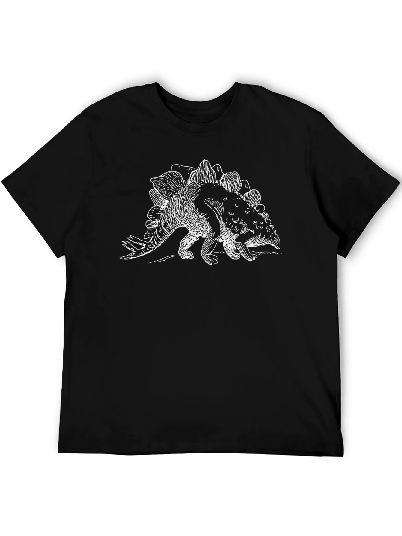 Stegosaurus Graphic Tee - Black Cotton T-Shirt