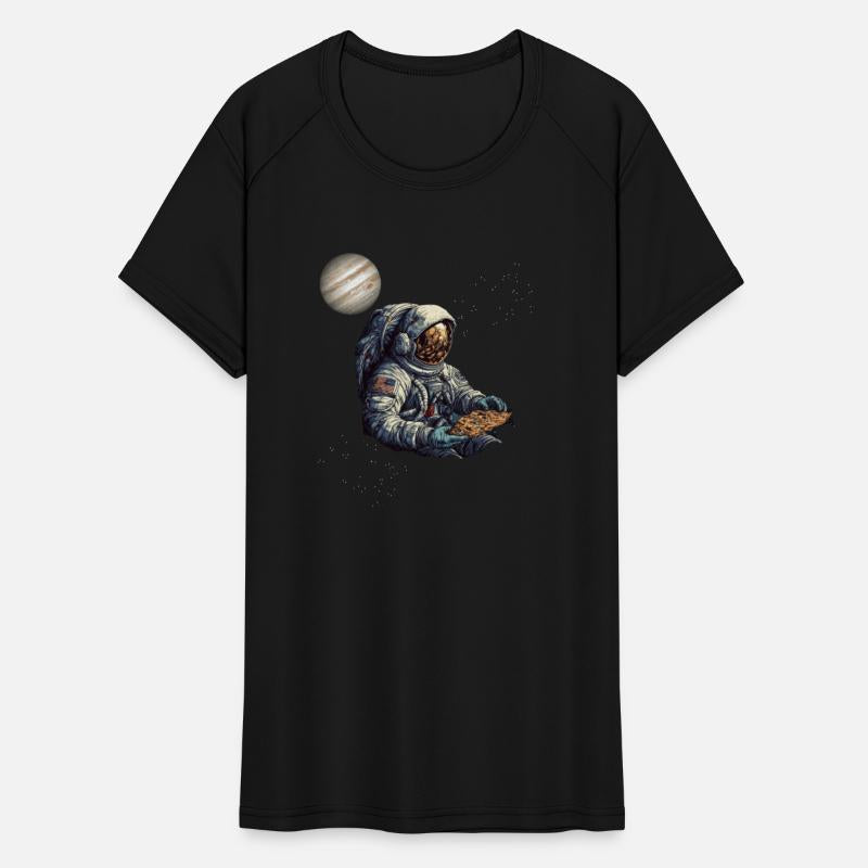 Astronaut in space with pizza slice pizzeria