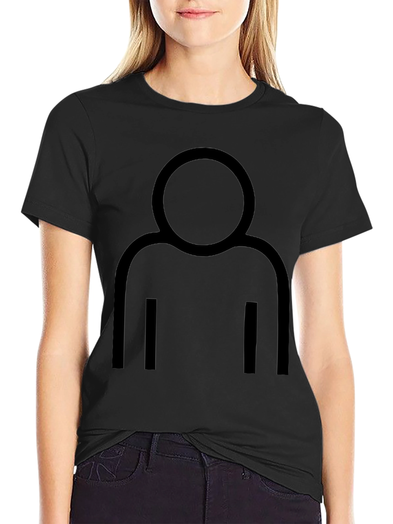 Minimalist Person Icon Black T-Shirt