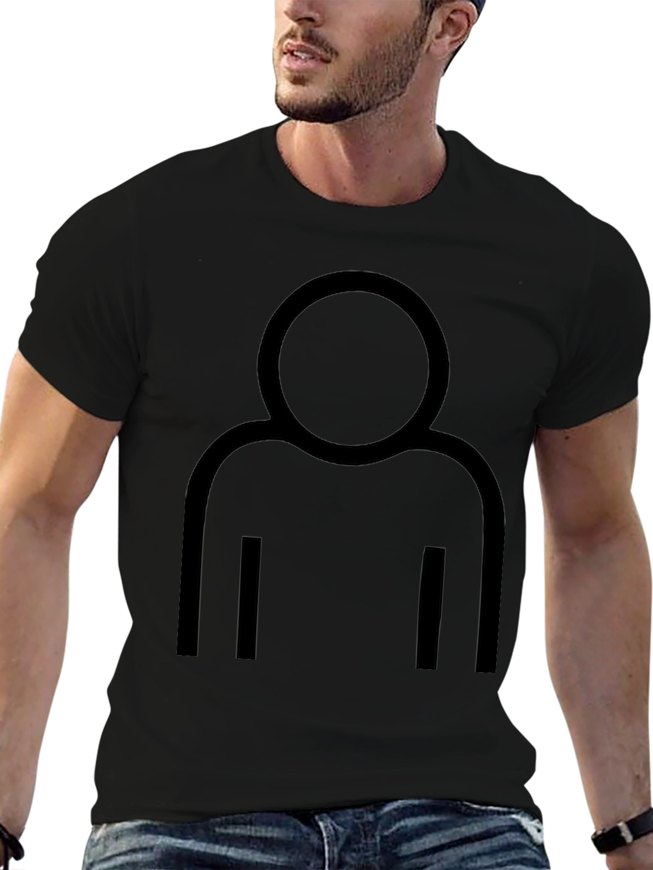 Minimalist Person Icon Black T-Shirt