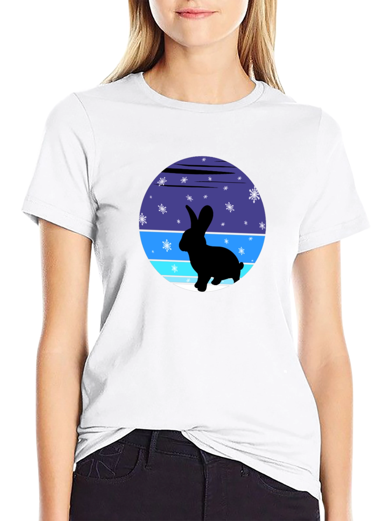 Winter Rabbit Graphic Tee - Soft Cotton Blend